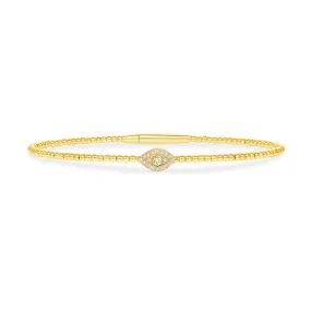 14k Gold Bubble Evil Eye Diamond Bangle