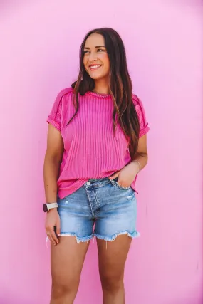 Abby Corded Top-Pink