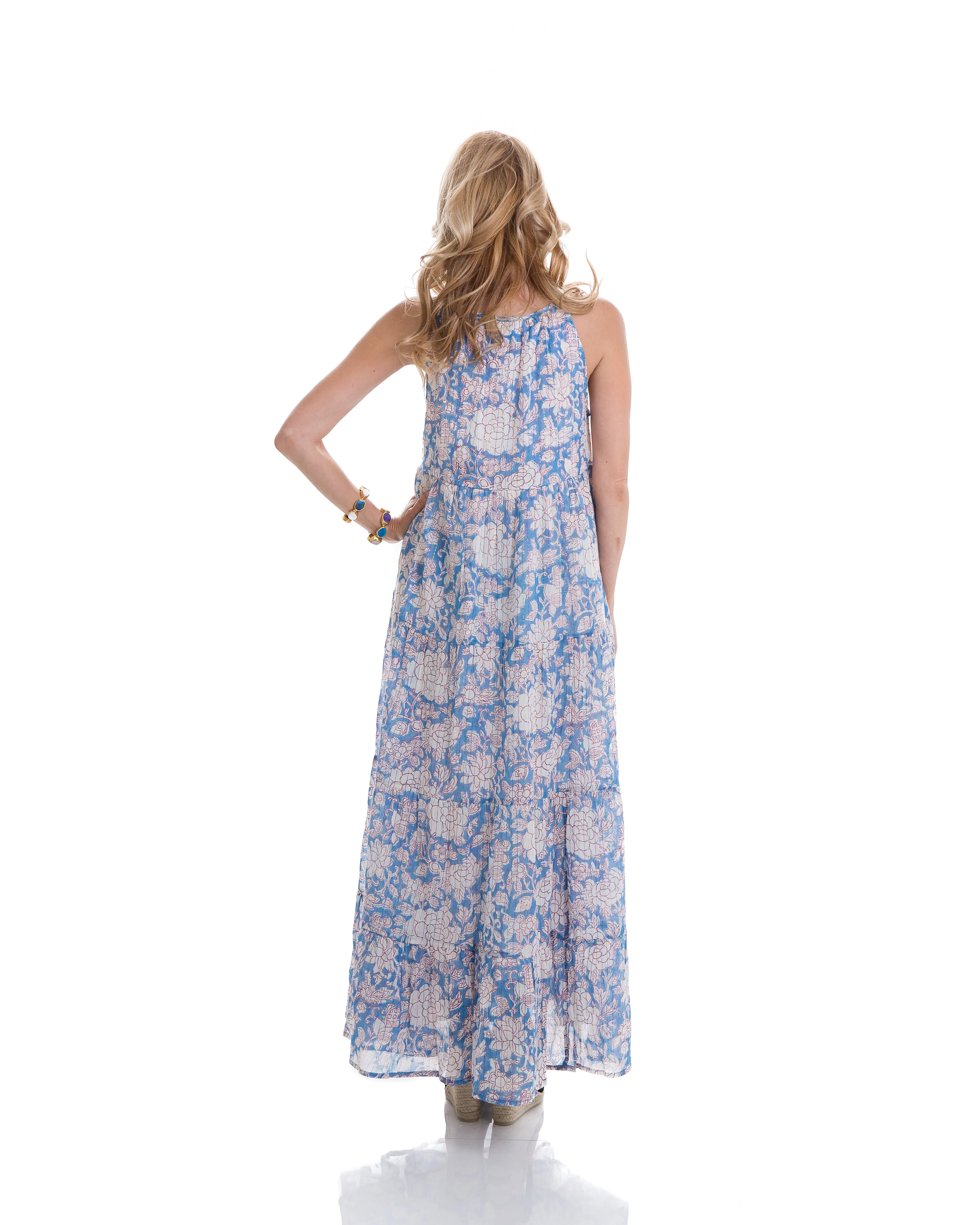 Abigail Cavern Dress (Pink & Blue Floral Print)