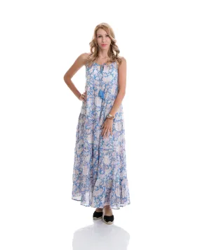 Abigail Cavern Dress (Pink & Blue Floral Print)