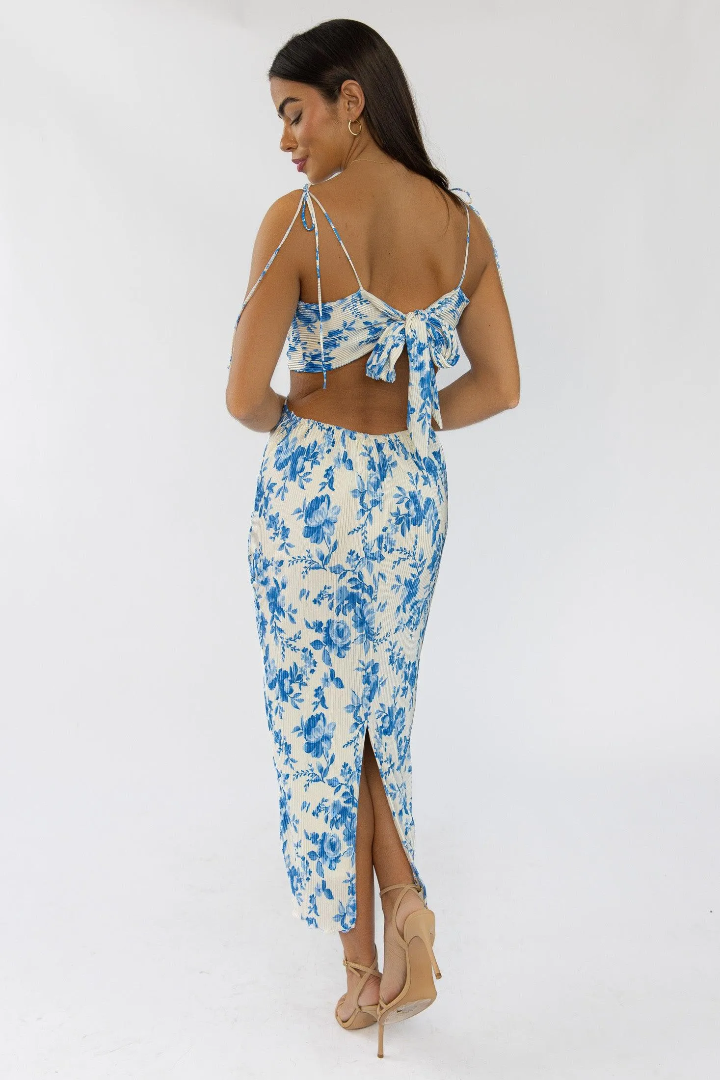 Adair Blue Floral Plisse Dress