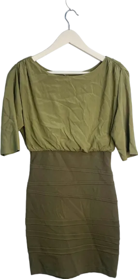 Alice   Olivia Olive Green Draped Bodice Dress UK Size 8