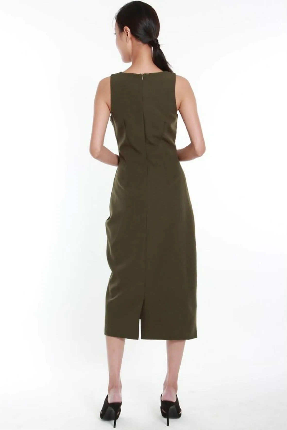 Angela Asymmetrical Gathered Drawstring Dress