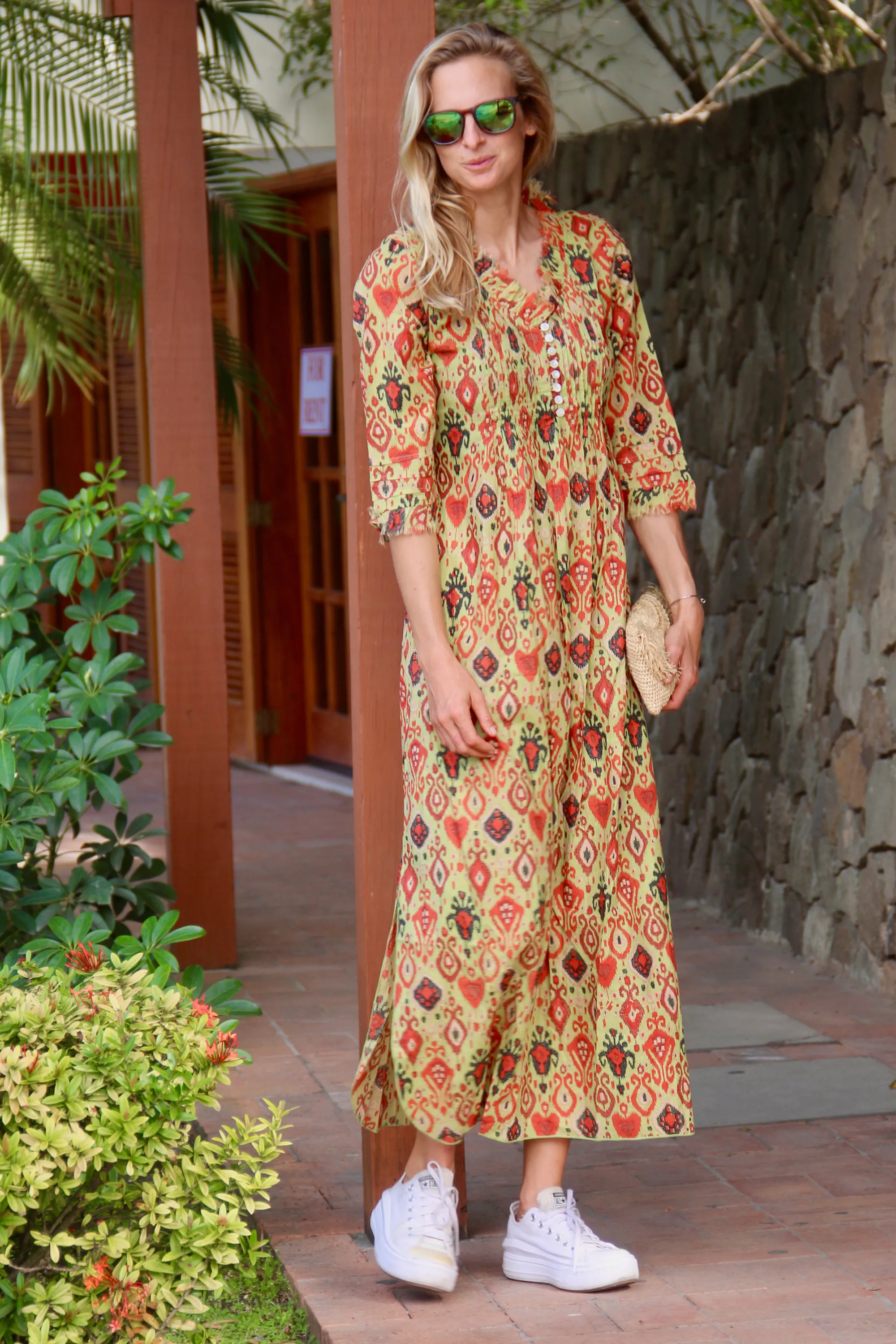 Annabel Maxi Dress in Pistachio Ikat