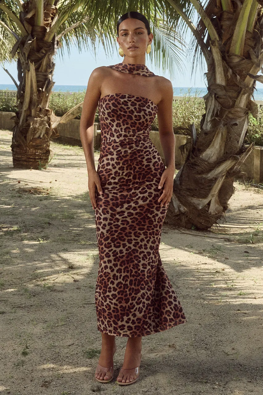 Antonia Midi Dress - Leopard Print