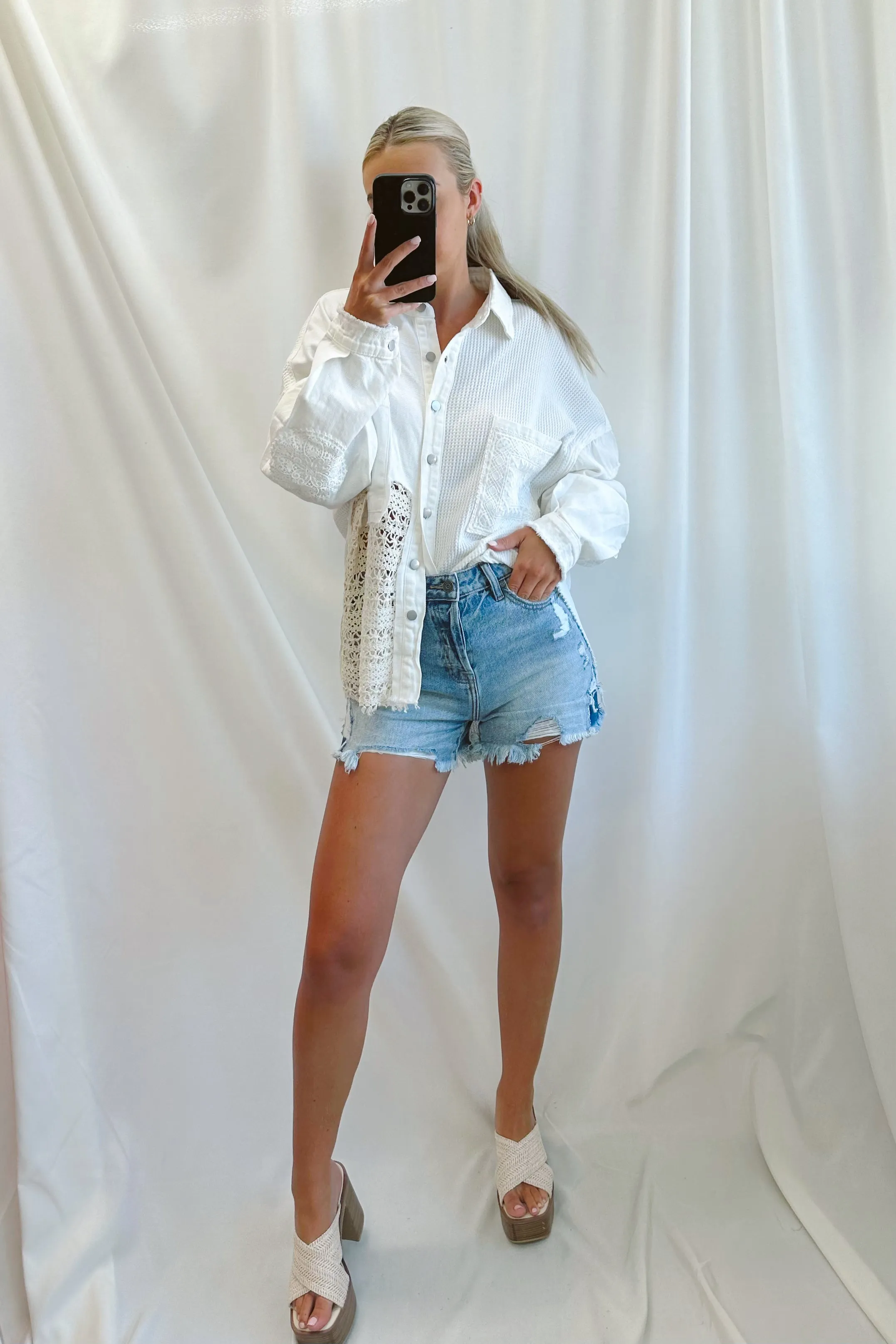 Beach Bonfire Shacket Ivory- FINAL SALE