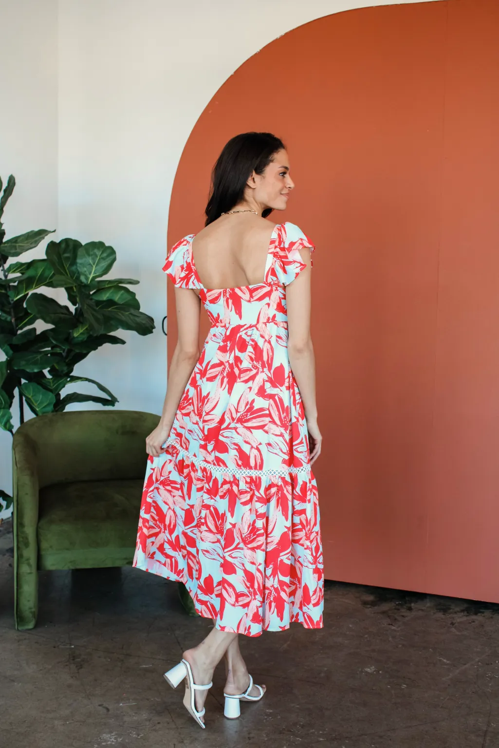 Birds of Paradise Flutter Sleeve Maxi Dress