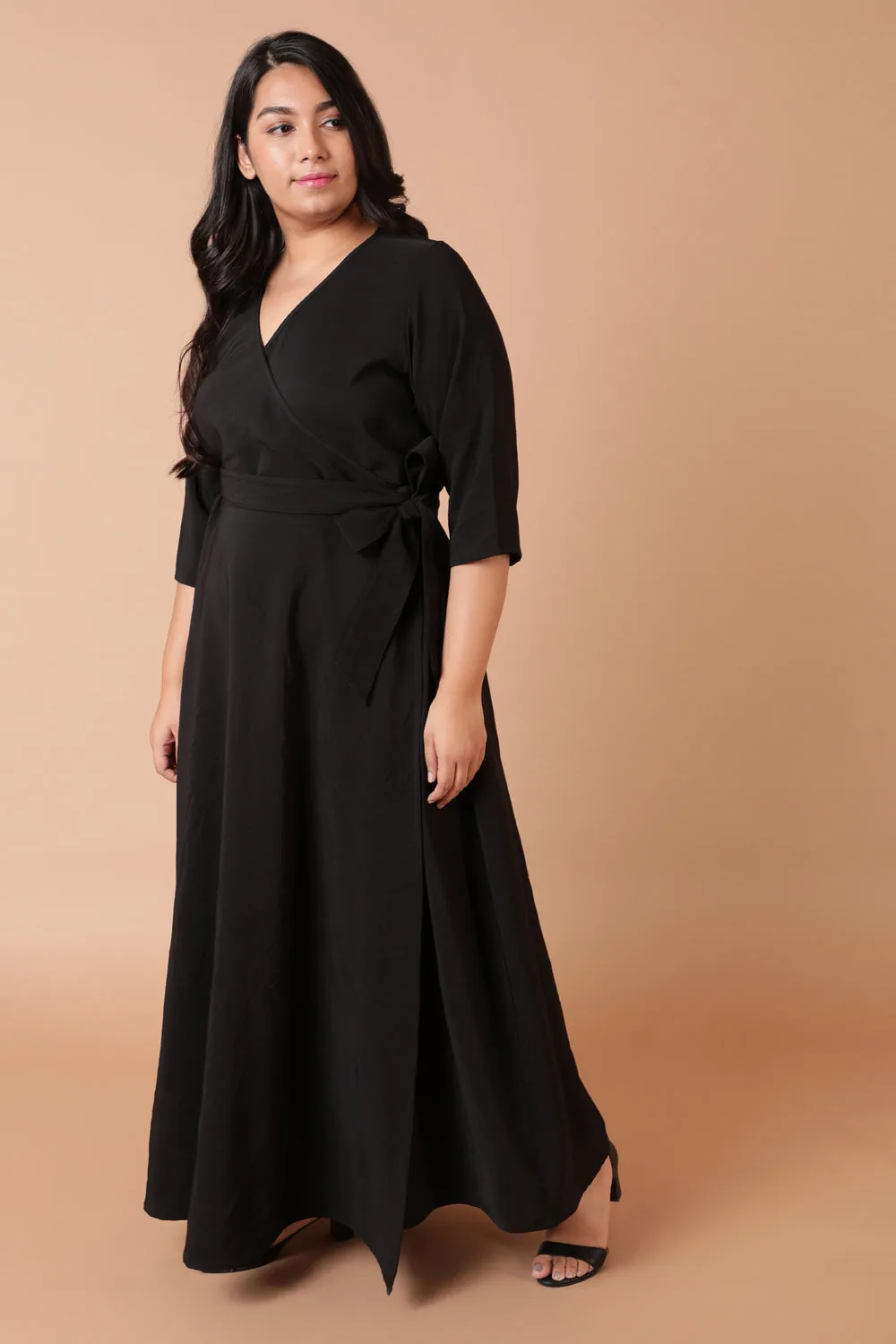 Black Cocktail True Wrap Maxi Dress