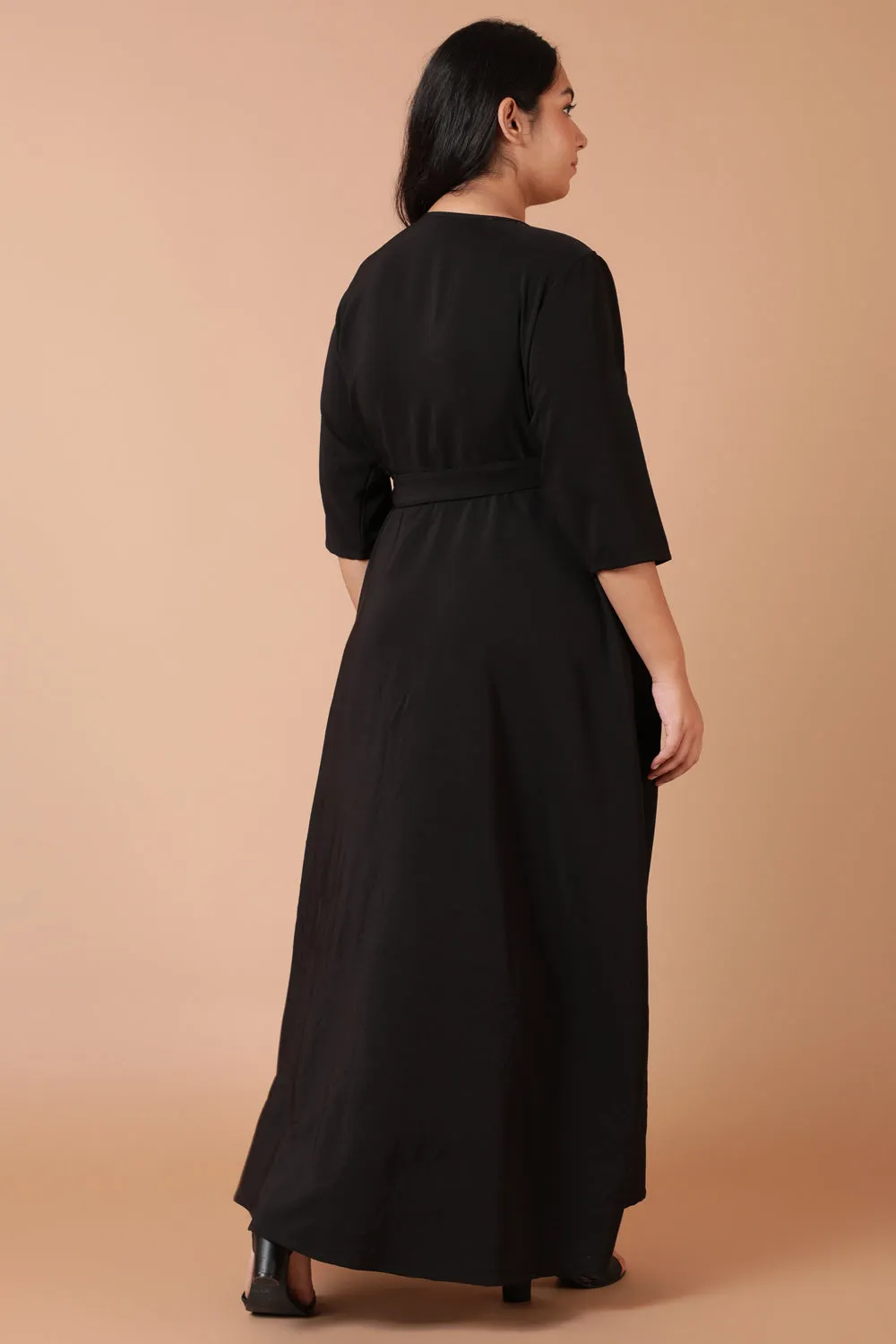 Black Cocktail True Wrap Maxi Dress