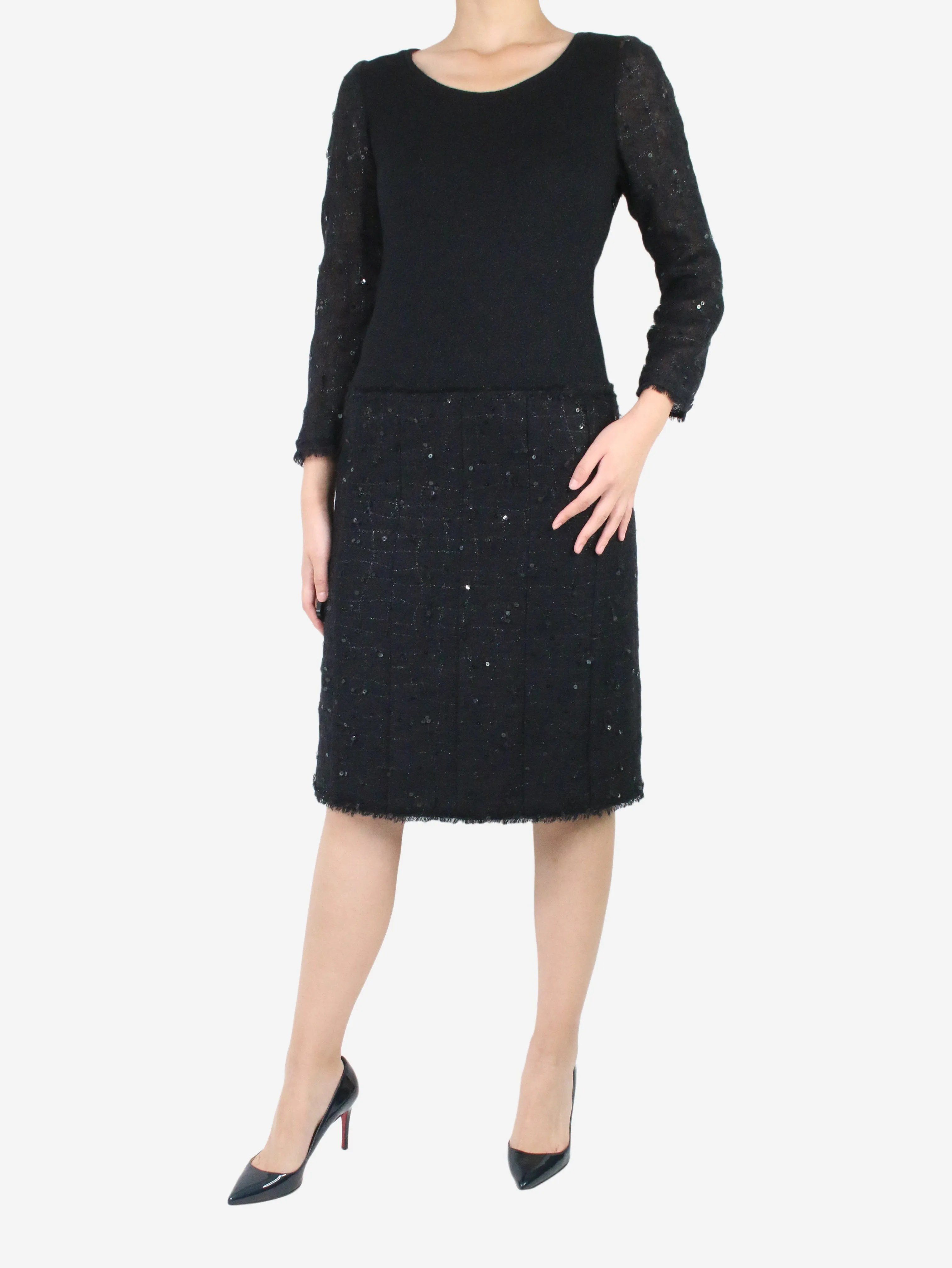 Black sparkly sequin embellished dress - size FR 38