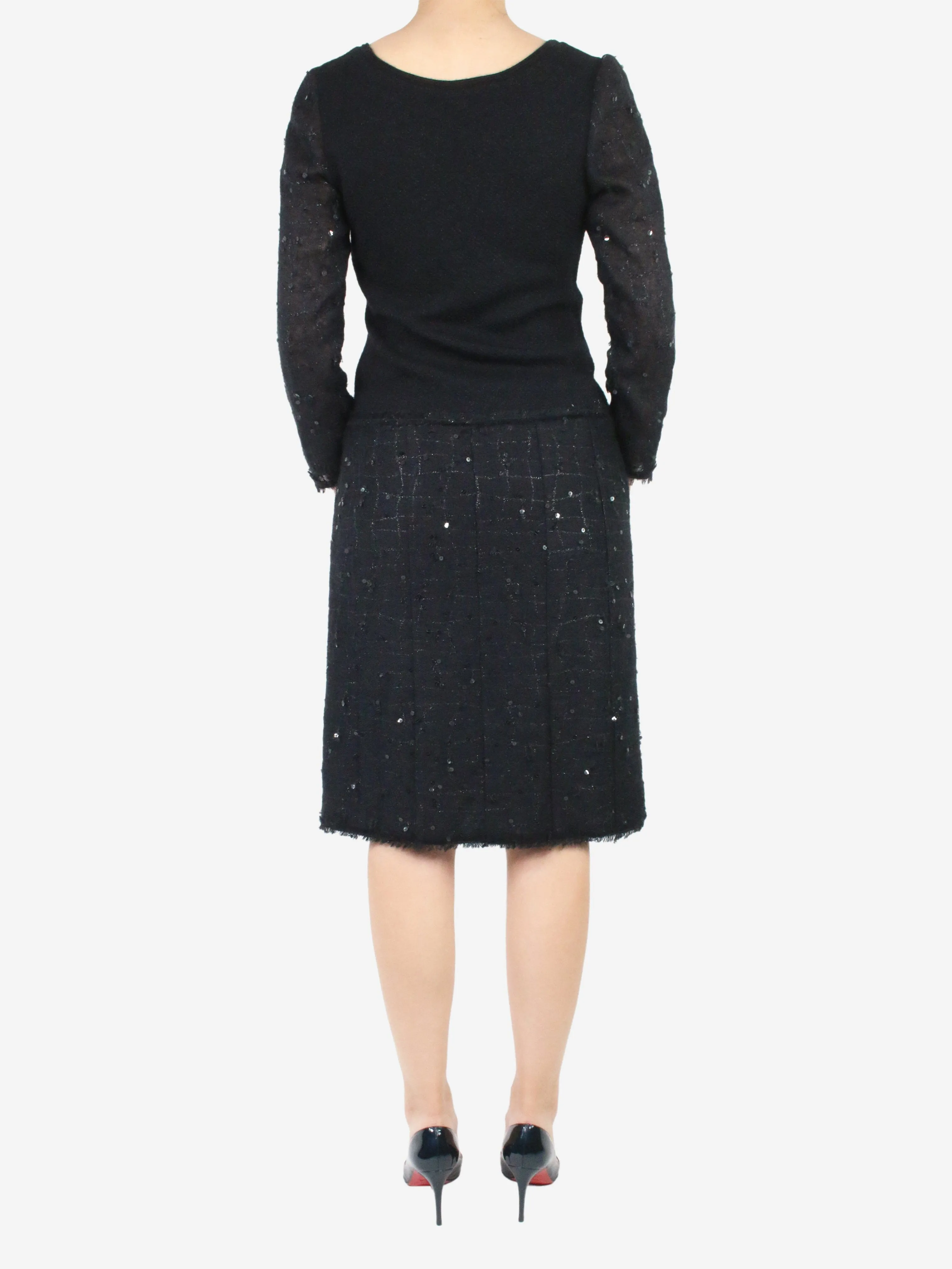 Black sparkly sequin embellished dress - size FR 38