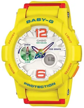 Casio Ladies Baby-G - Analog / Digital - Tide Graph Feature - Yellow Resin Strap