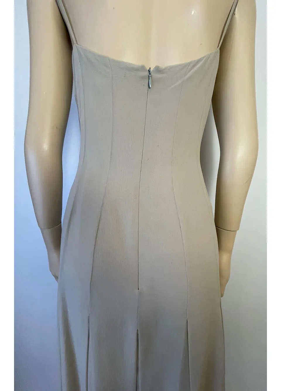 Chanel 04P 2004 Spring Beige Taupe Silk Dress FR 42 US 6/8