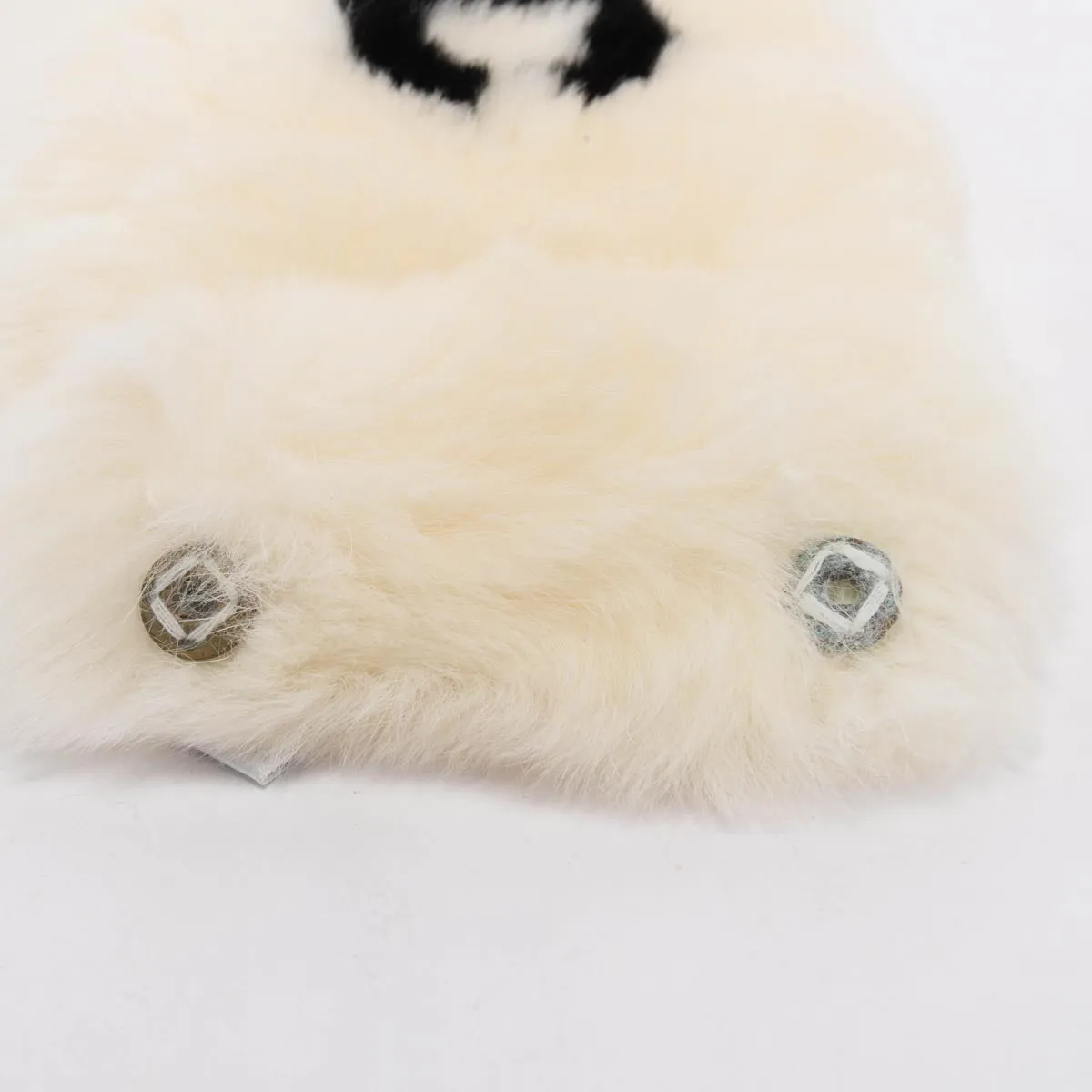 Chanel White Rabbit Fur CC Cuff Bracelet