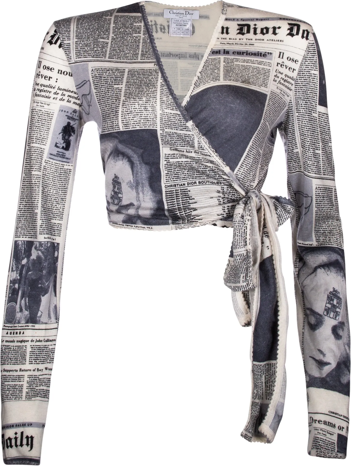 Christian Dior Fall 2000 Runway Wrap Newspaper Top