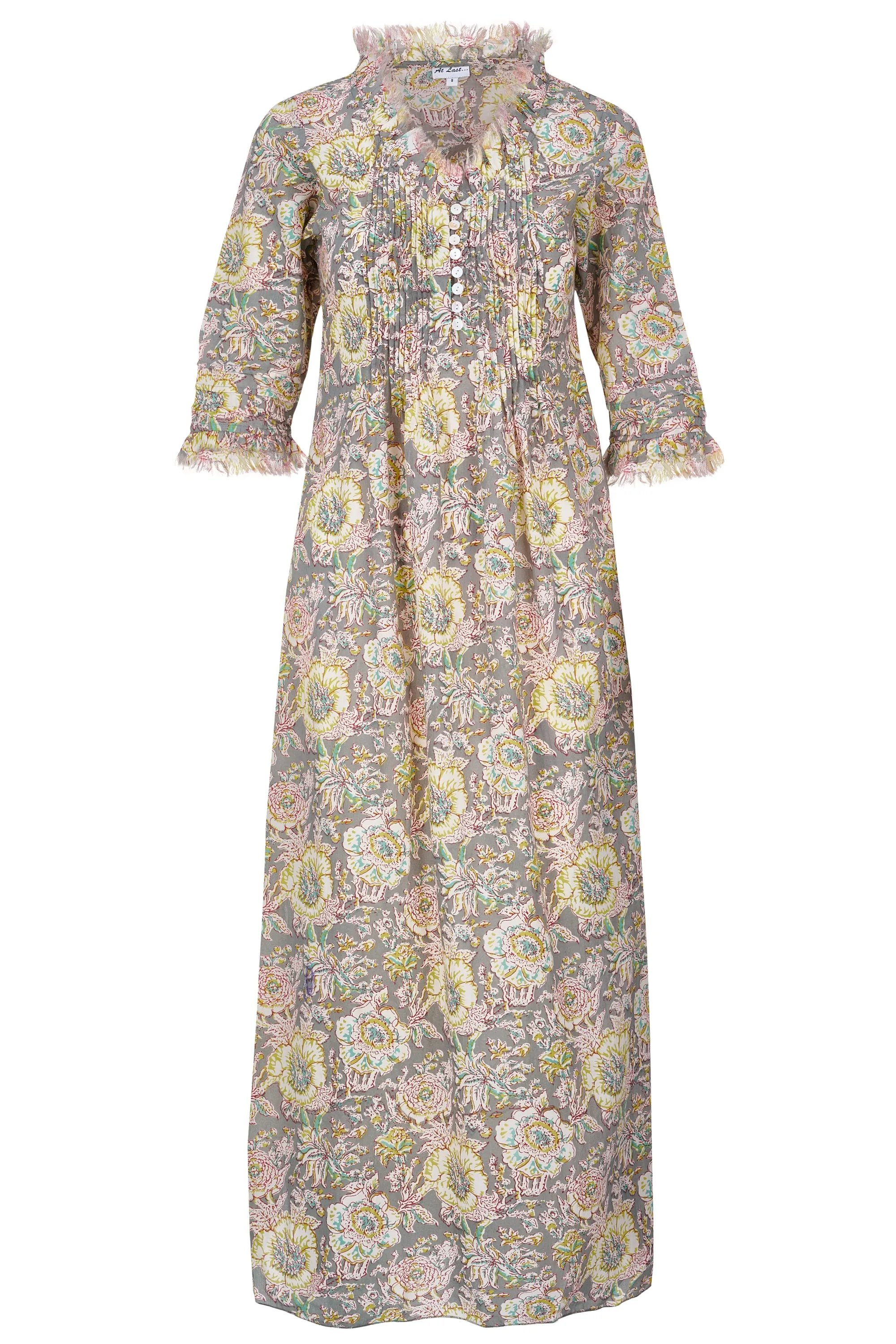 Cotton Annabel Maxi Dress in Dove Grey Floral