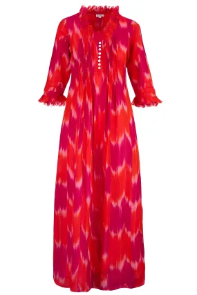 Cotton Annabel Maxi Dress in Pink & Orange Clash