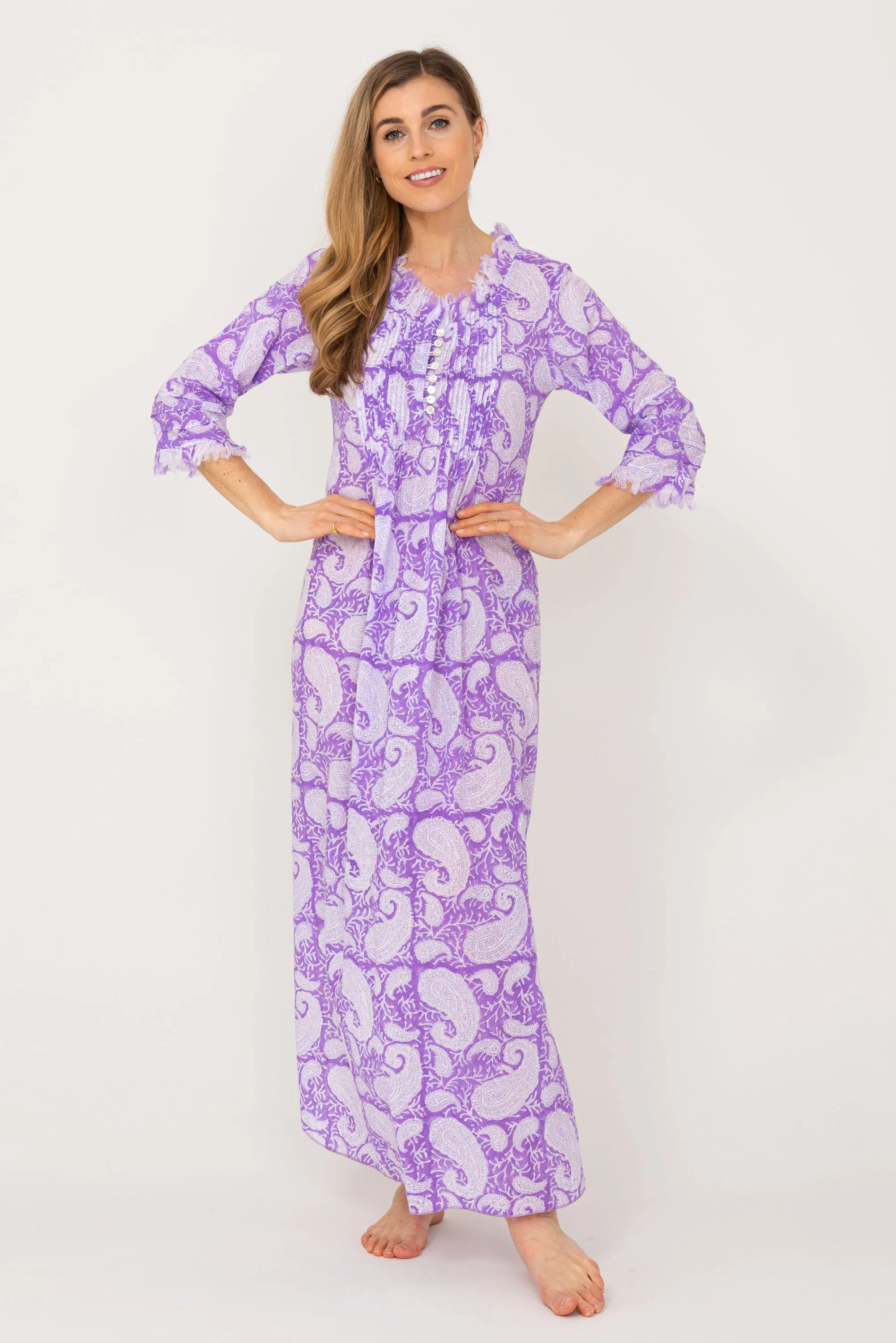 Cotton Annabel Maxi Dress Purple Paisley