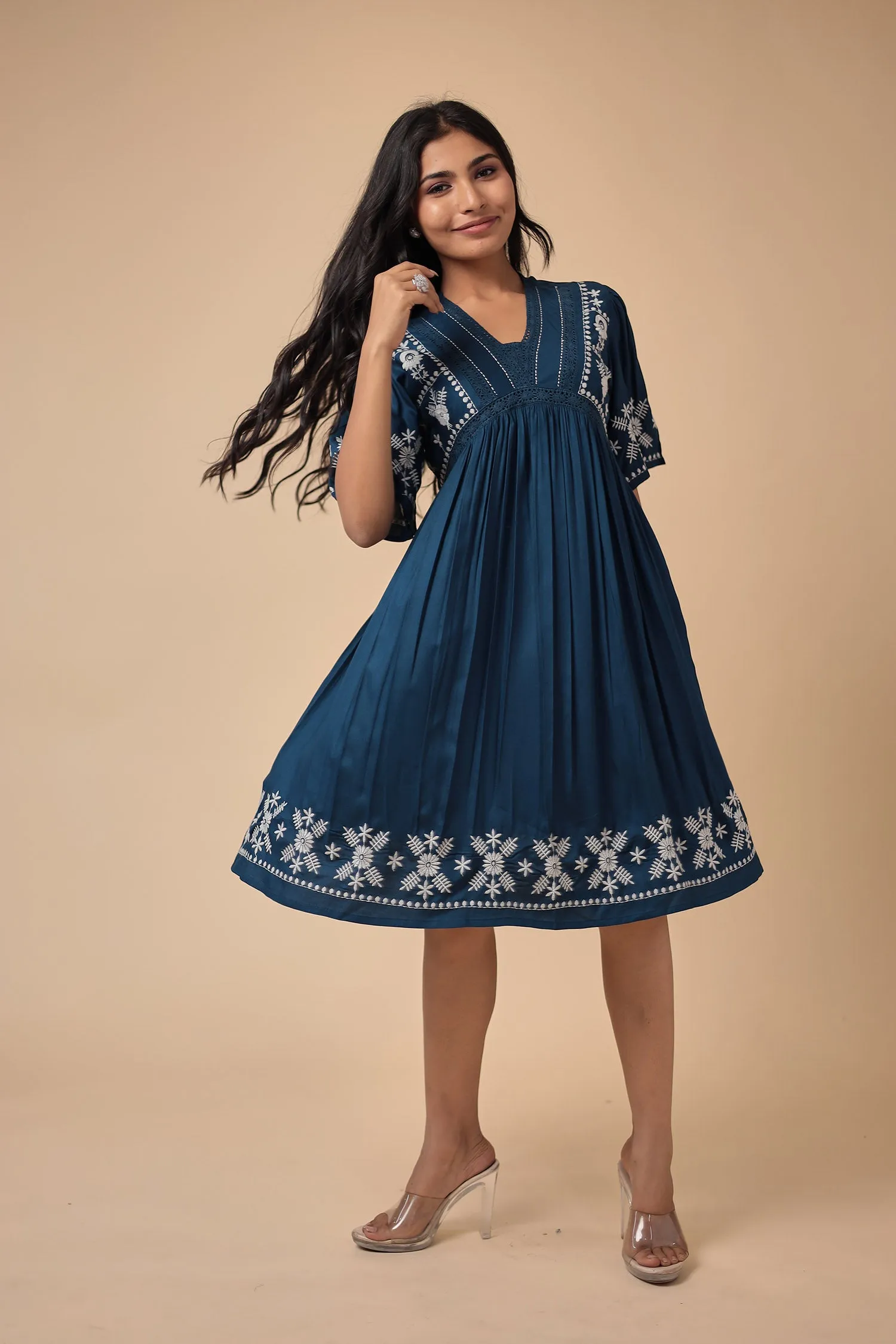 Cotton Dress with Embroidered work