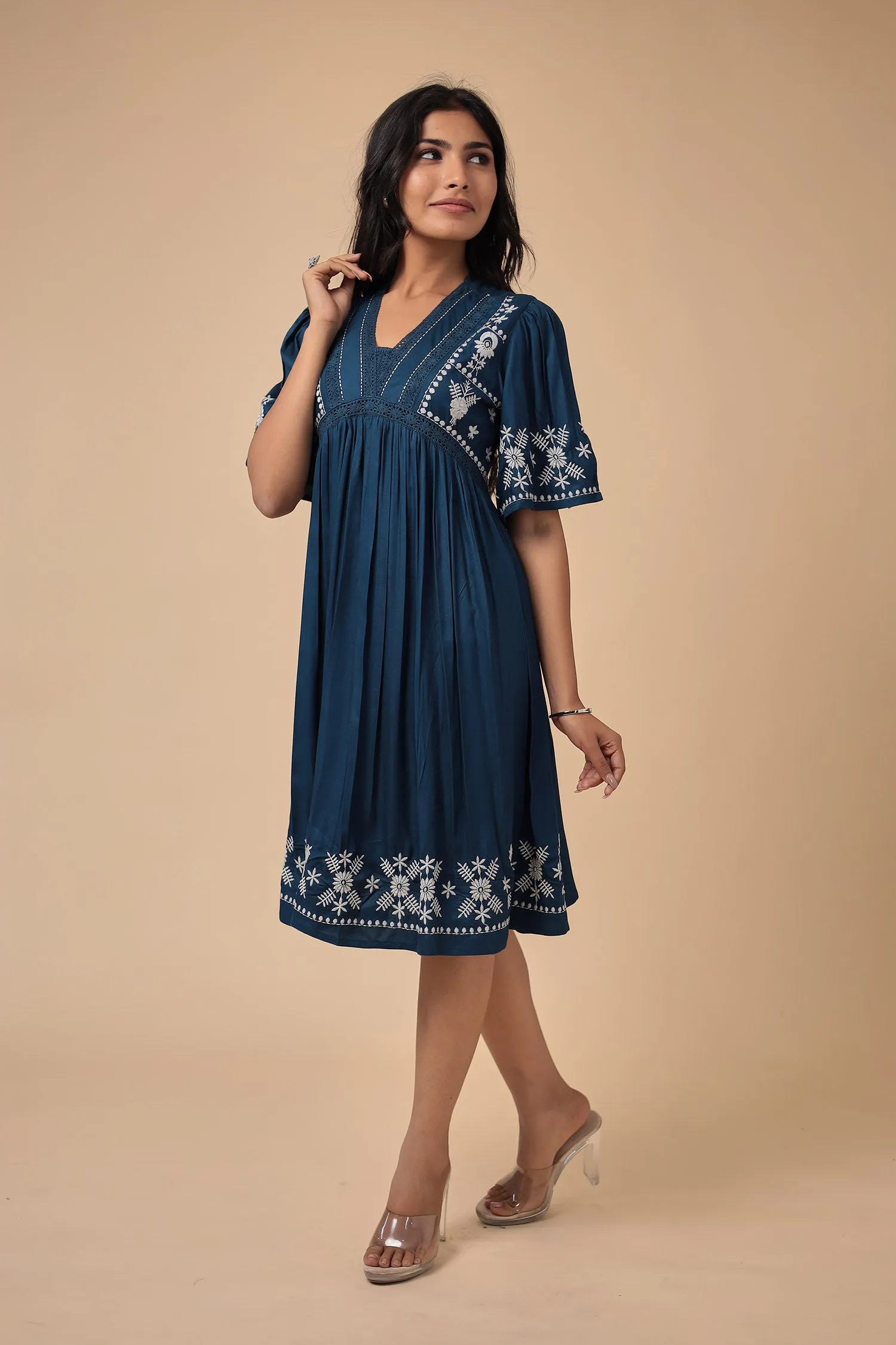 Cotton Dress with Embroidered work