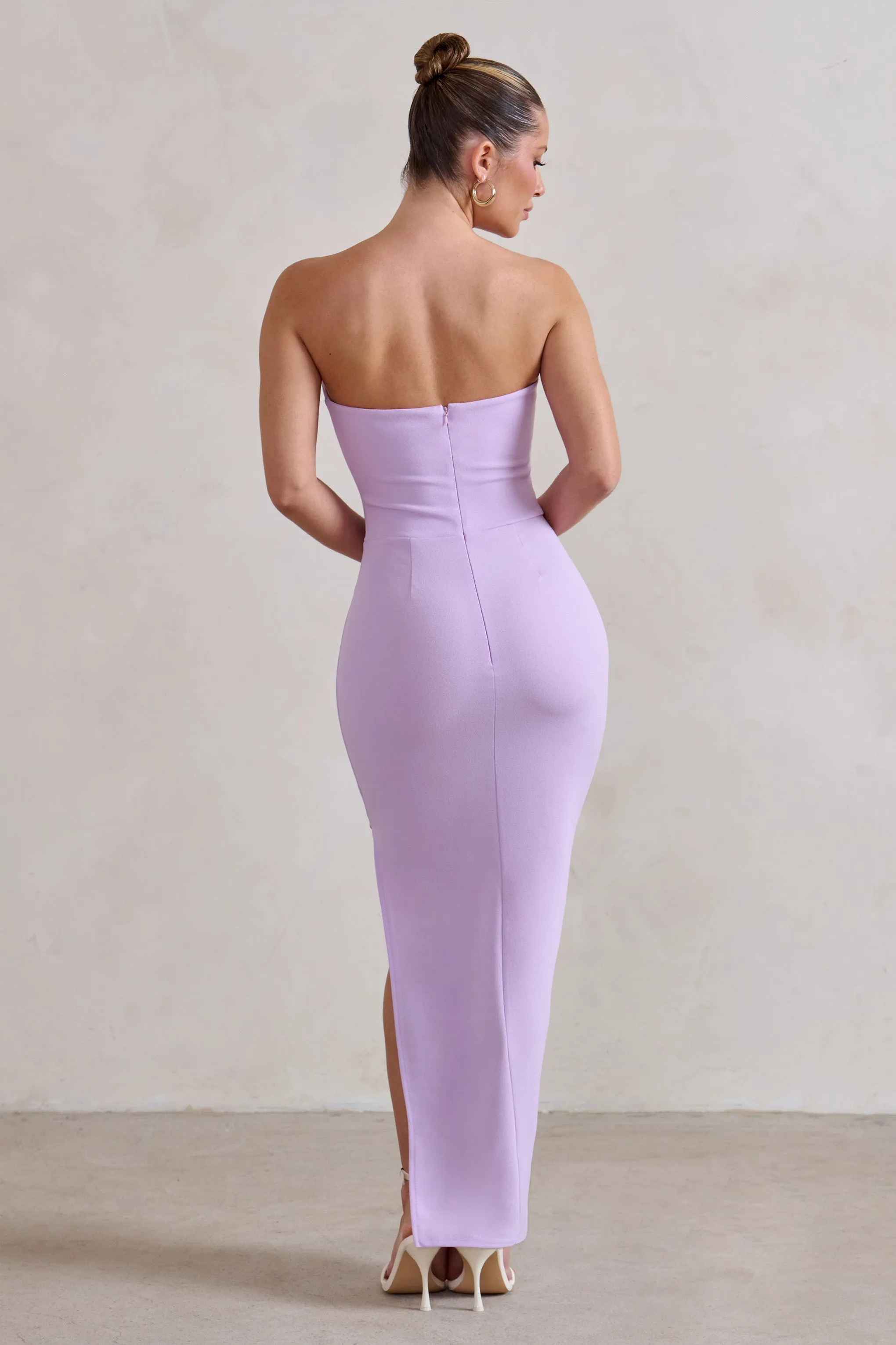 Dina | Lilac Bandeau Maxi Dress With Split