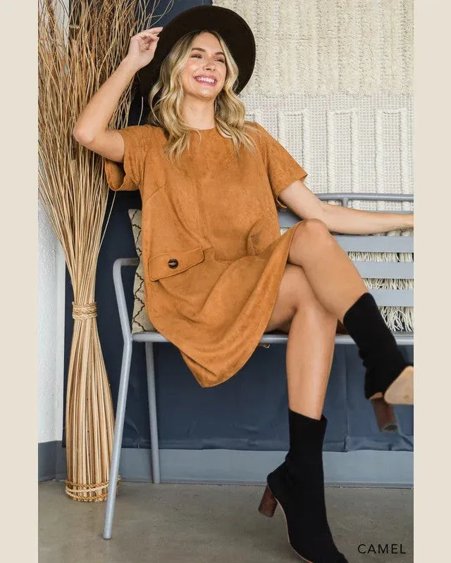 Faux Suede Shift Dress