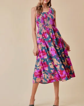 Gia Floral Print Midi Dress