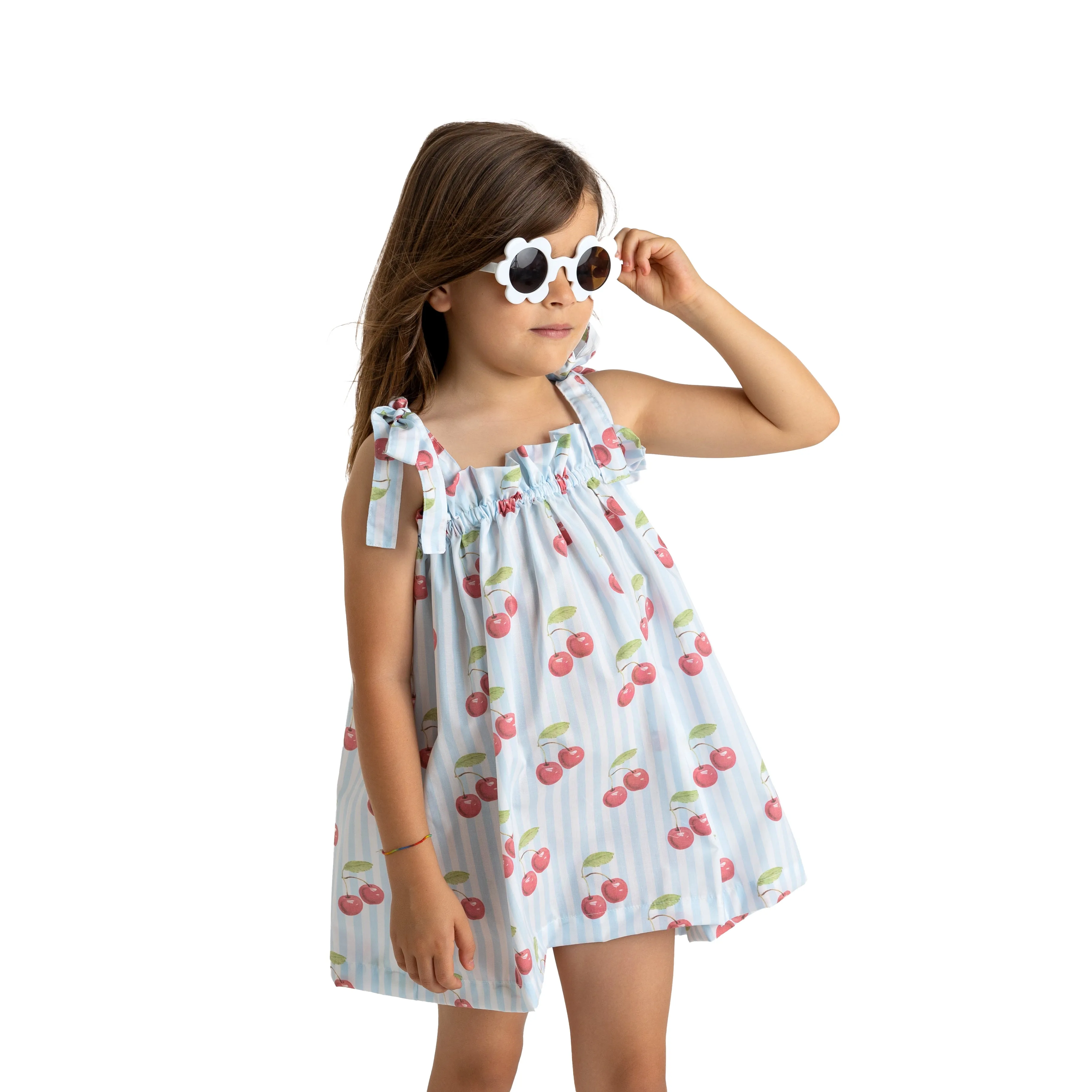 Girls Meia Pata Cherry Print Beach Dress