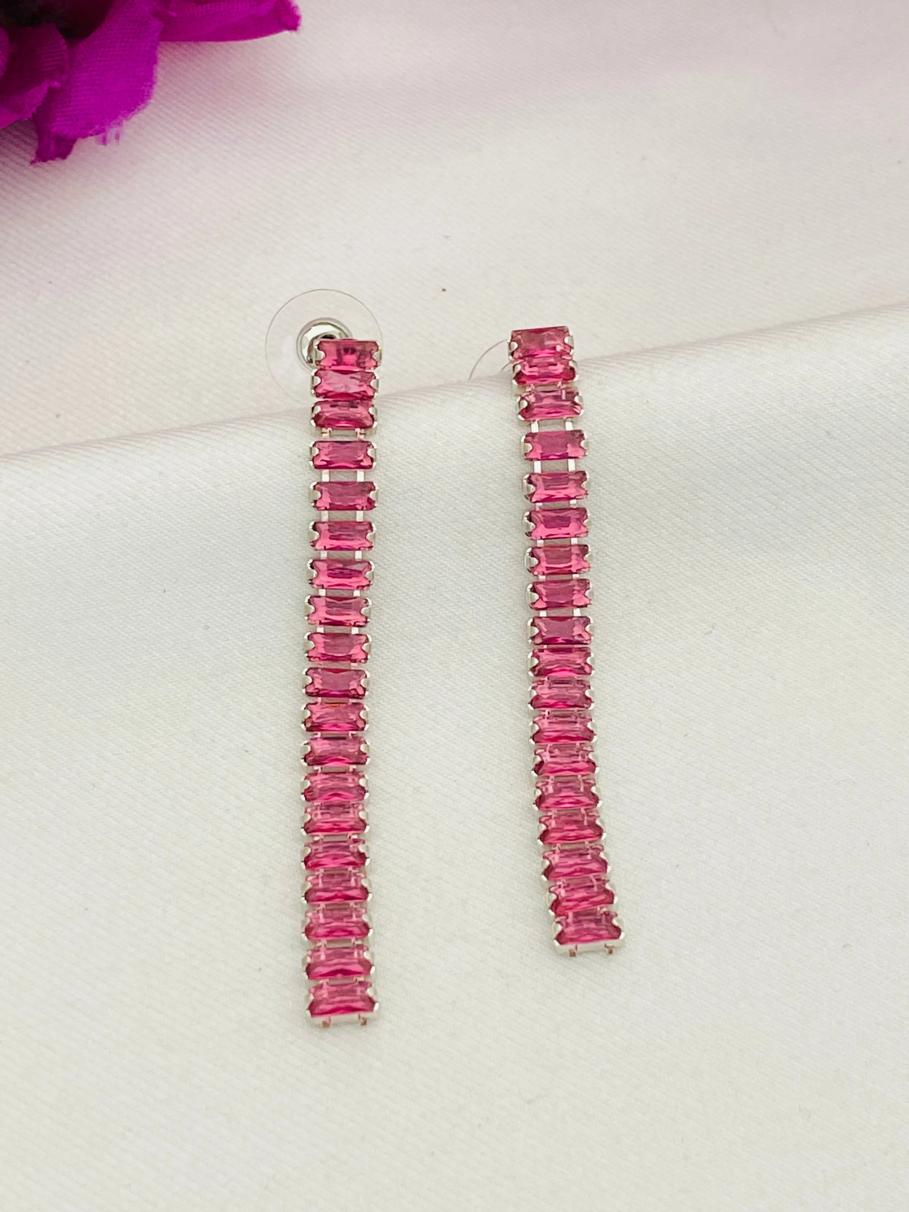 Gorgeous Trendy Pink Long Earrings Hangings