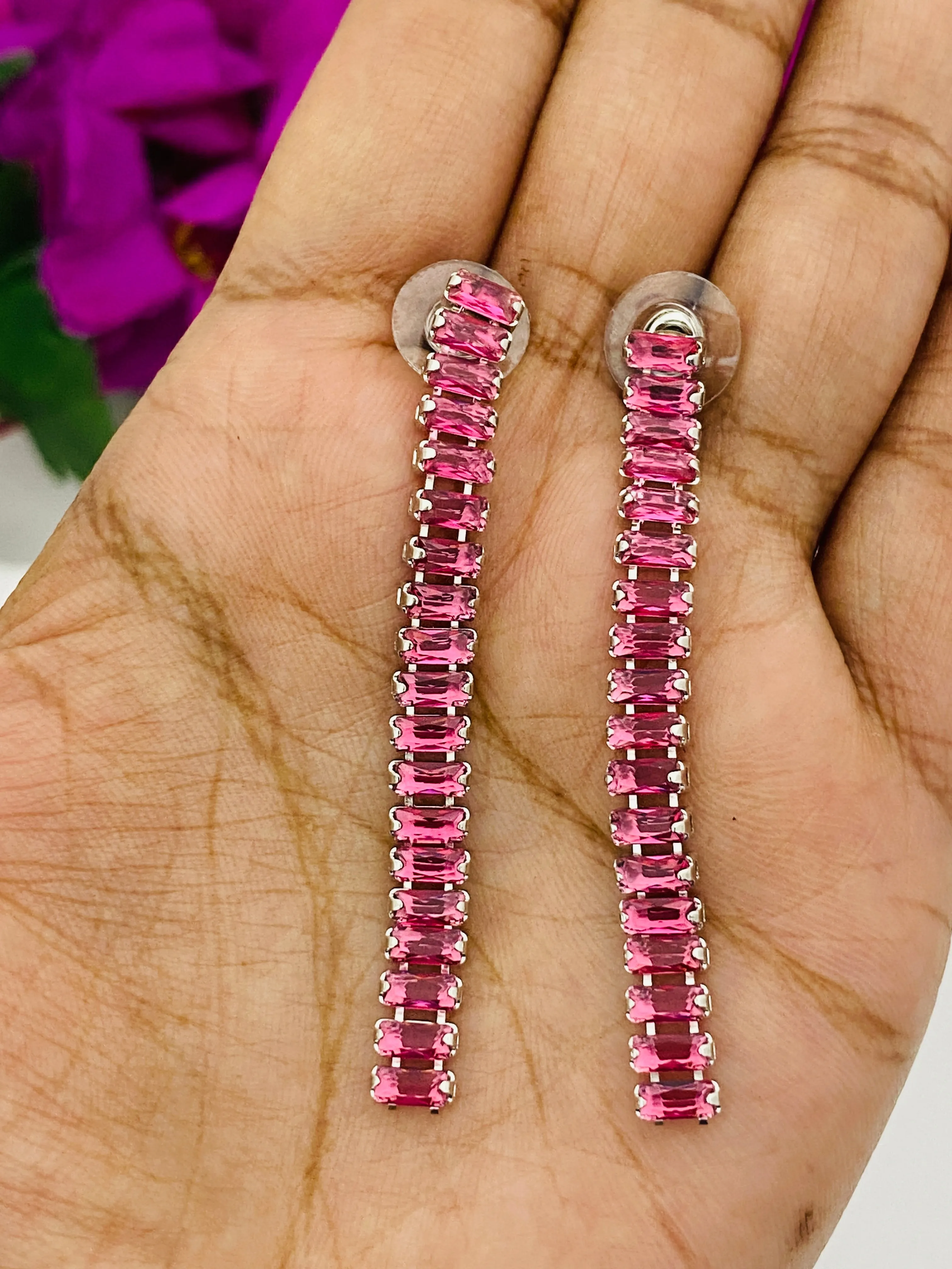 Gorgeous Trendy Pink Long Earrings Hangings