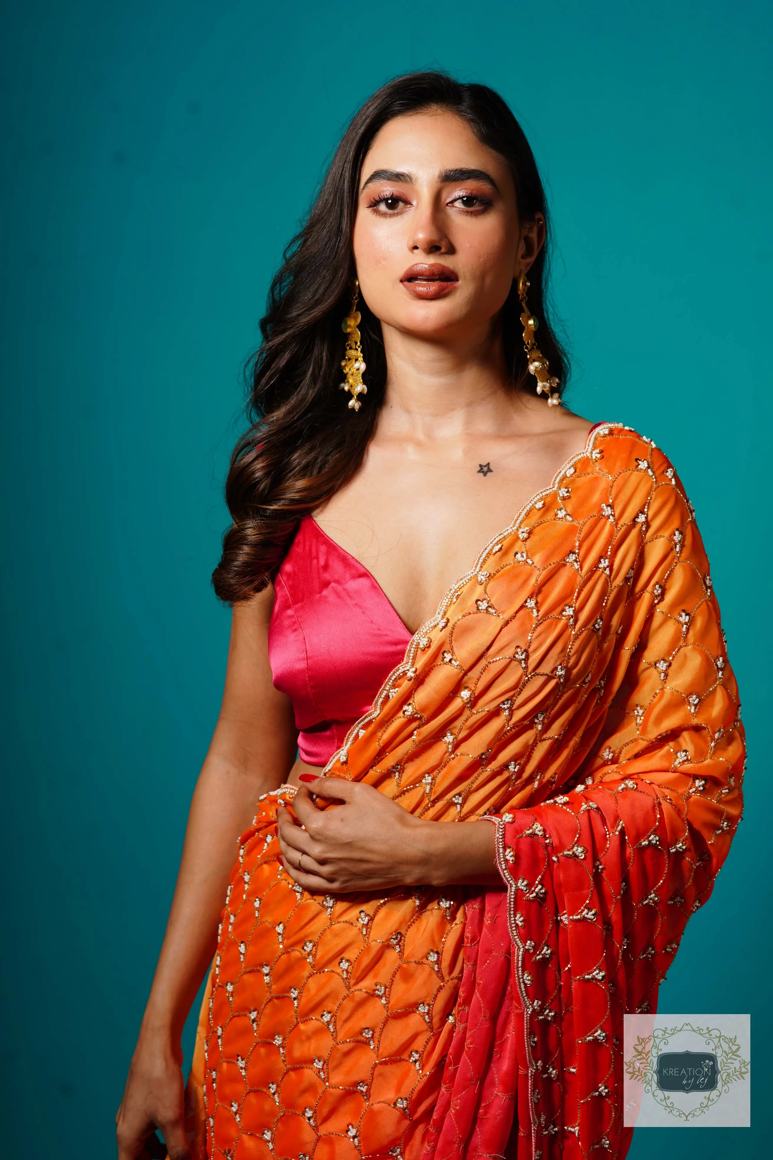 Gulab Khas Ombre Mehraab Jaal Cutdana Saree