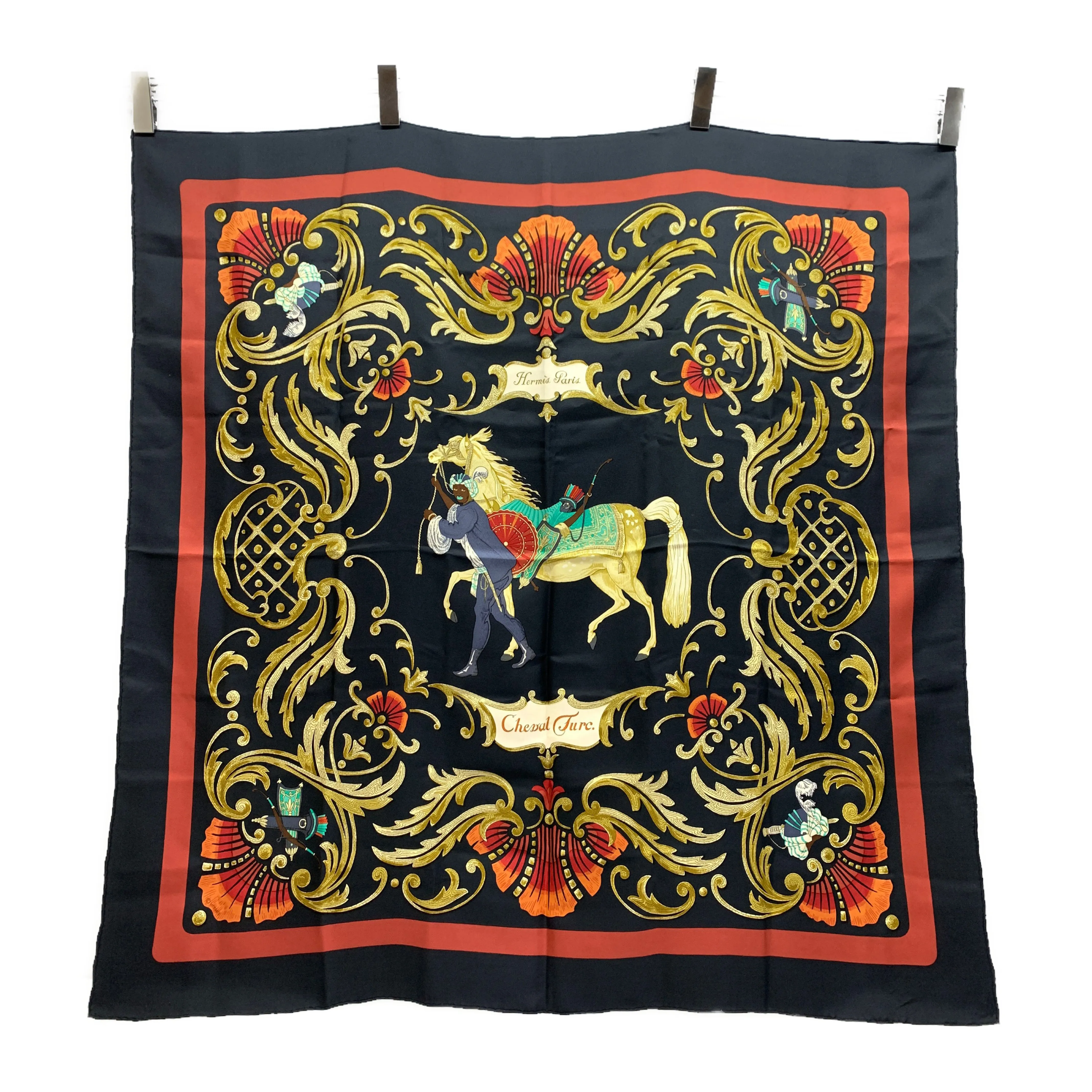 #HERMES/Scarve/BLK/Silk/Cheval Turc