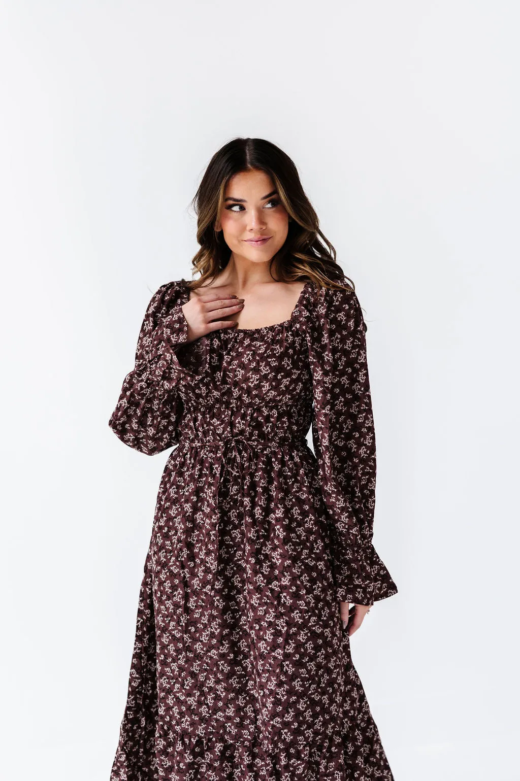 Holland Floral Dress in Chocolate