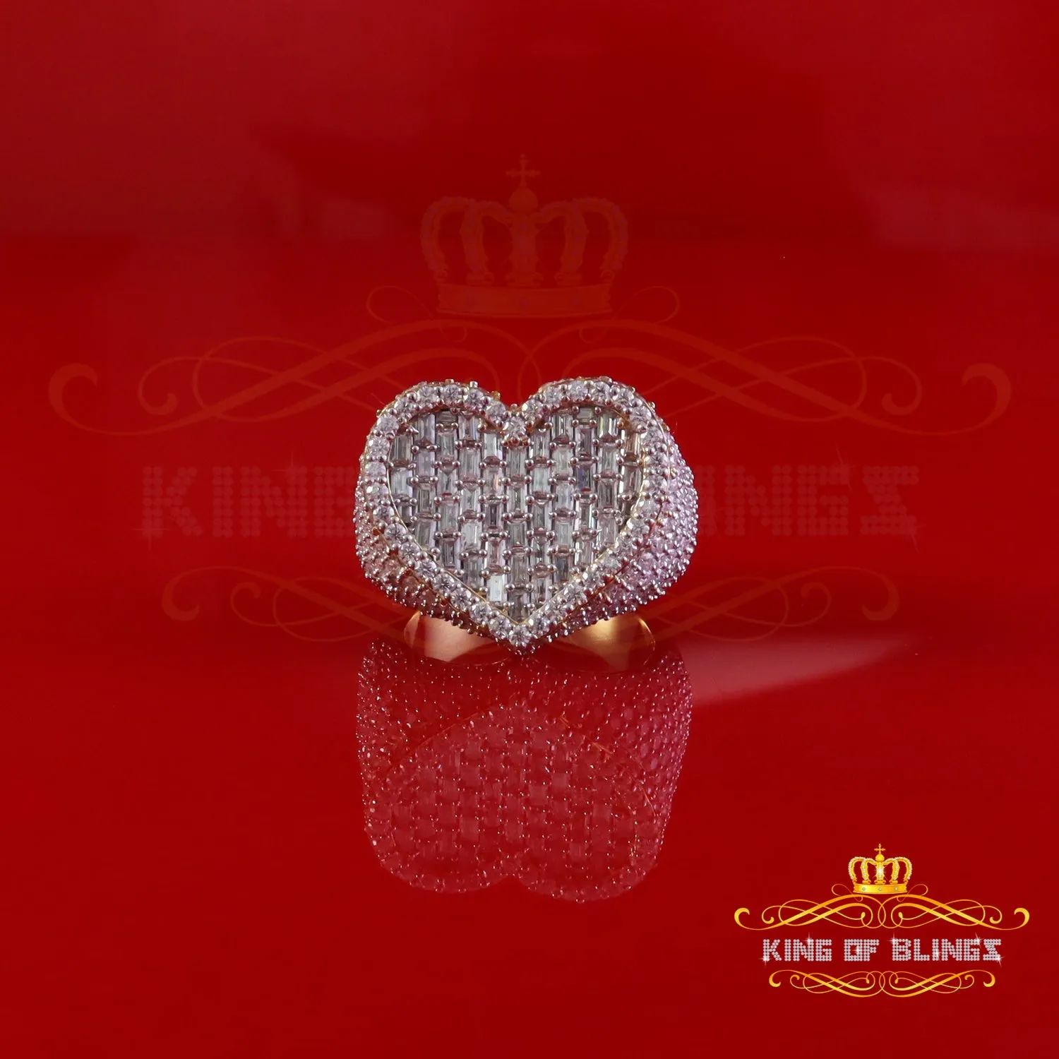 King of Bling's Men's/Womens 925 Silver Yellow 7.00ct VVS 'D' Moissanite Stone Heart Rings SZ 10