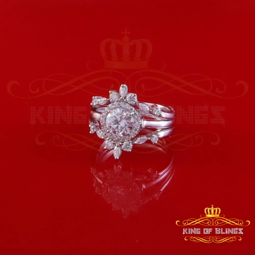 King Of Blings Solitaire Enhancer Guard Wrap Ring Insert 1.66ct Moissanite 925 White Silver SZ7