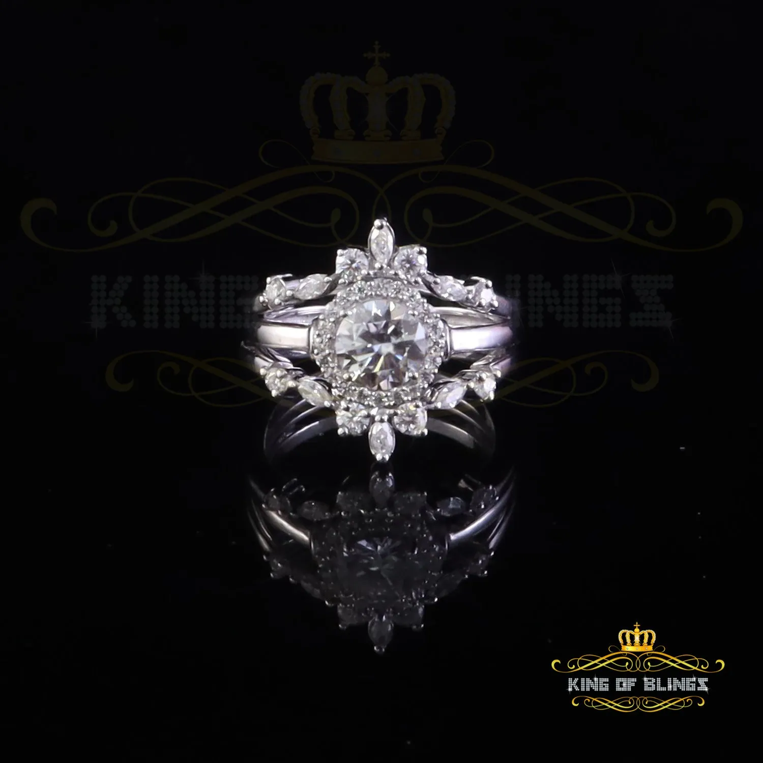 King Of Blings Solitaire Enhancer Guard Wrap Ring Insert 1.66ct Moissanite 925 White Silver SZ7