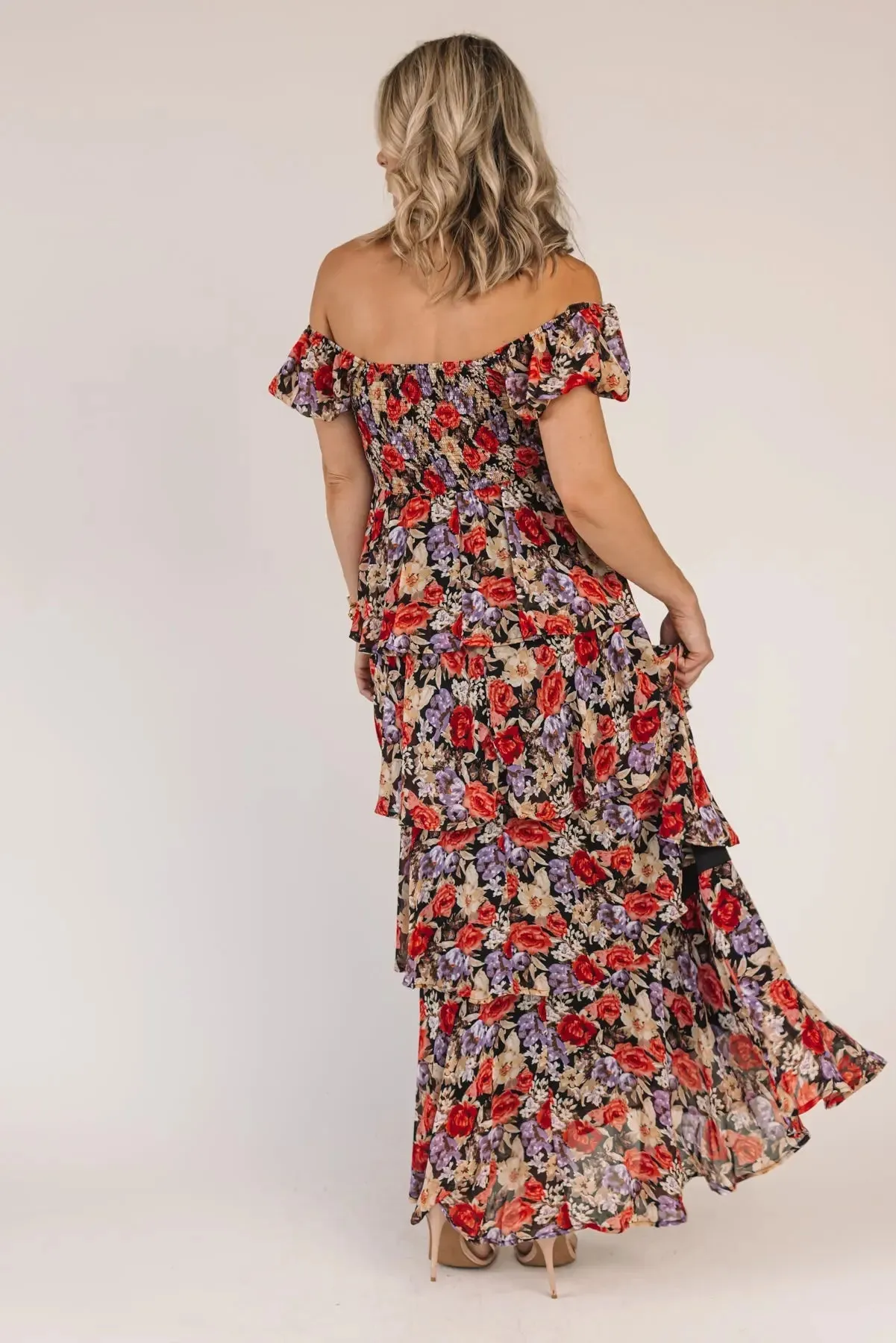 Lennox Black Floral Maxi Dress