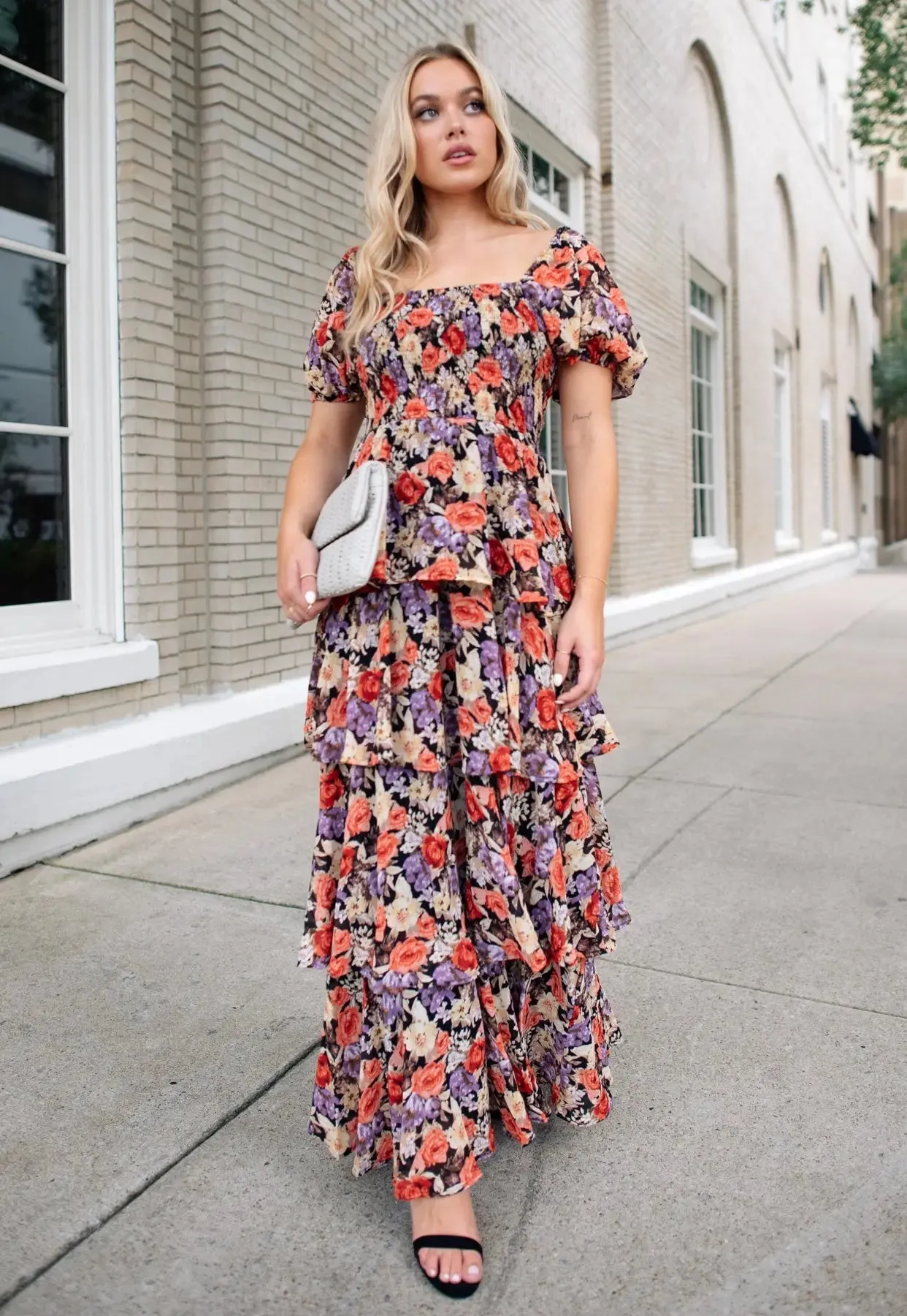 Lennox Black Floral Maxi Dress