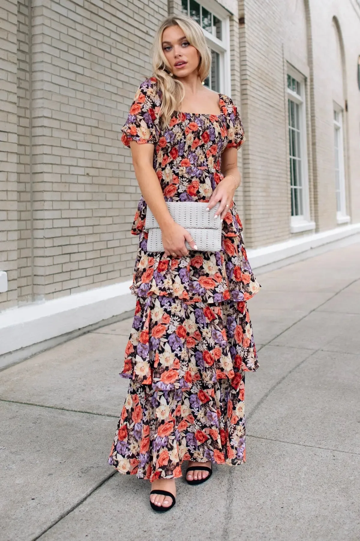 Lennox Black Floral Maxi Dress