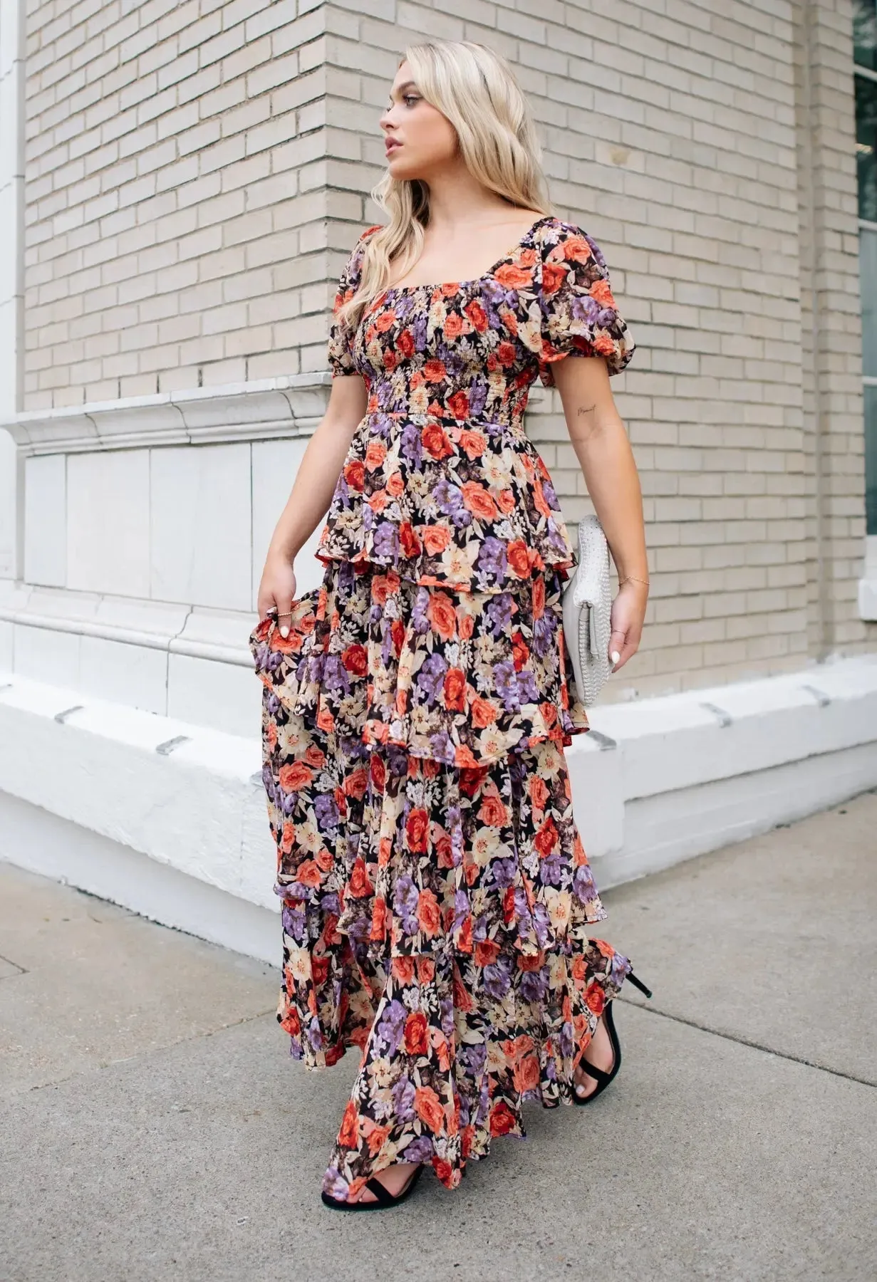 Lennox Black Floral Maxi Dress