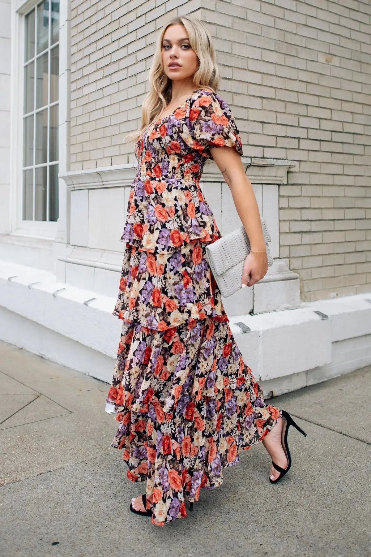 Lennox Black Floral Maxi Dress