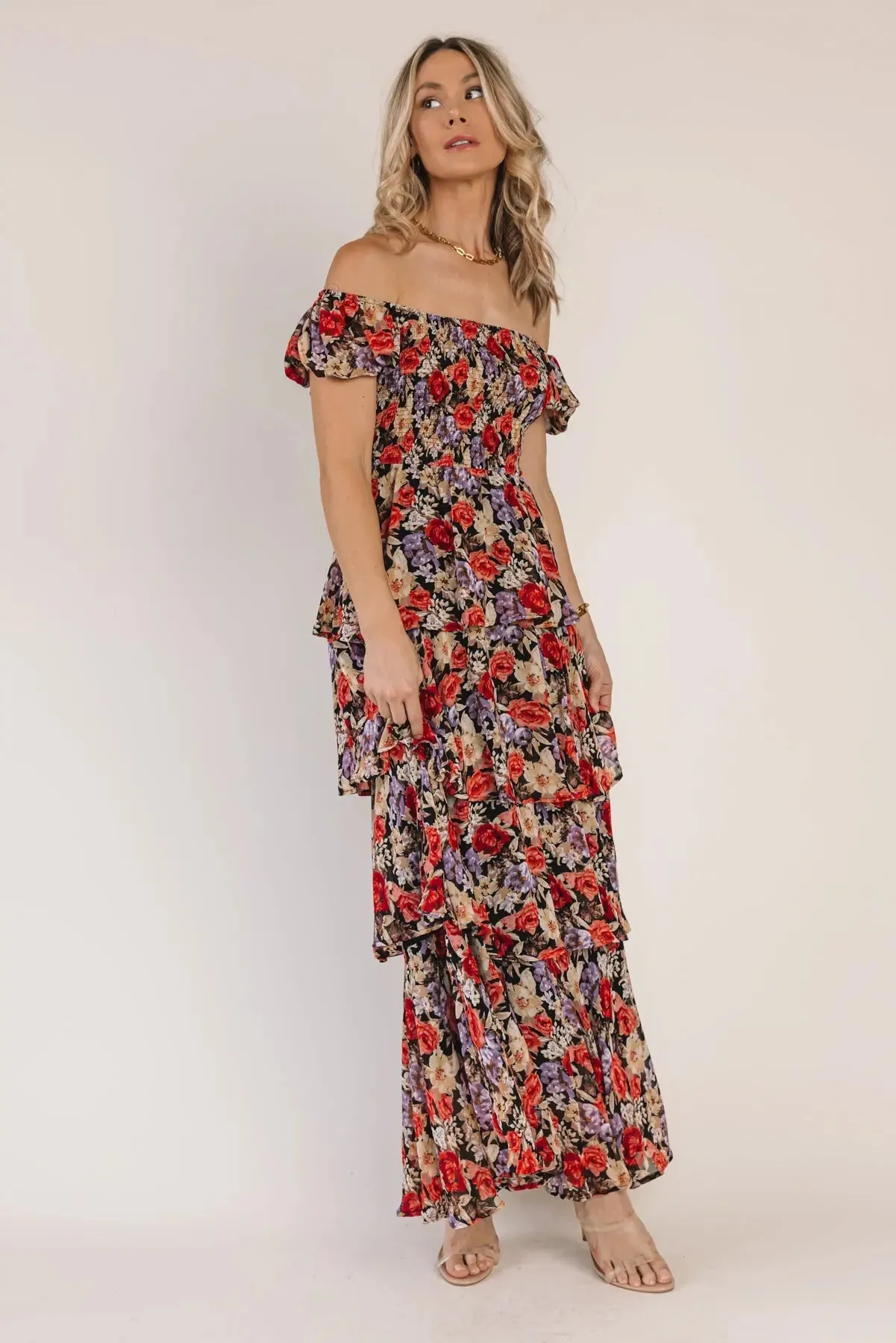 Lennox Black Floral Maxi Dress