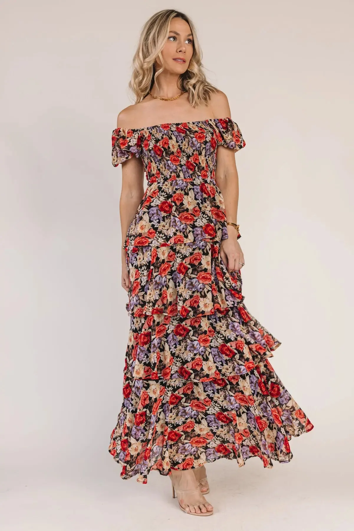 Lennox Black Floral Maxi Dress