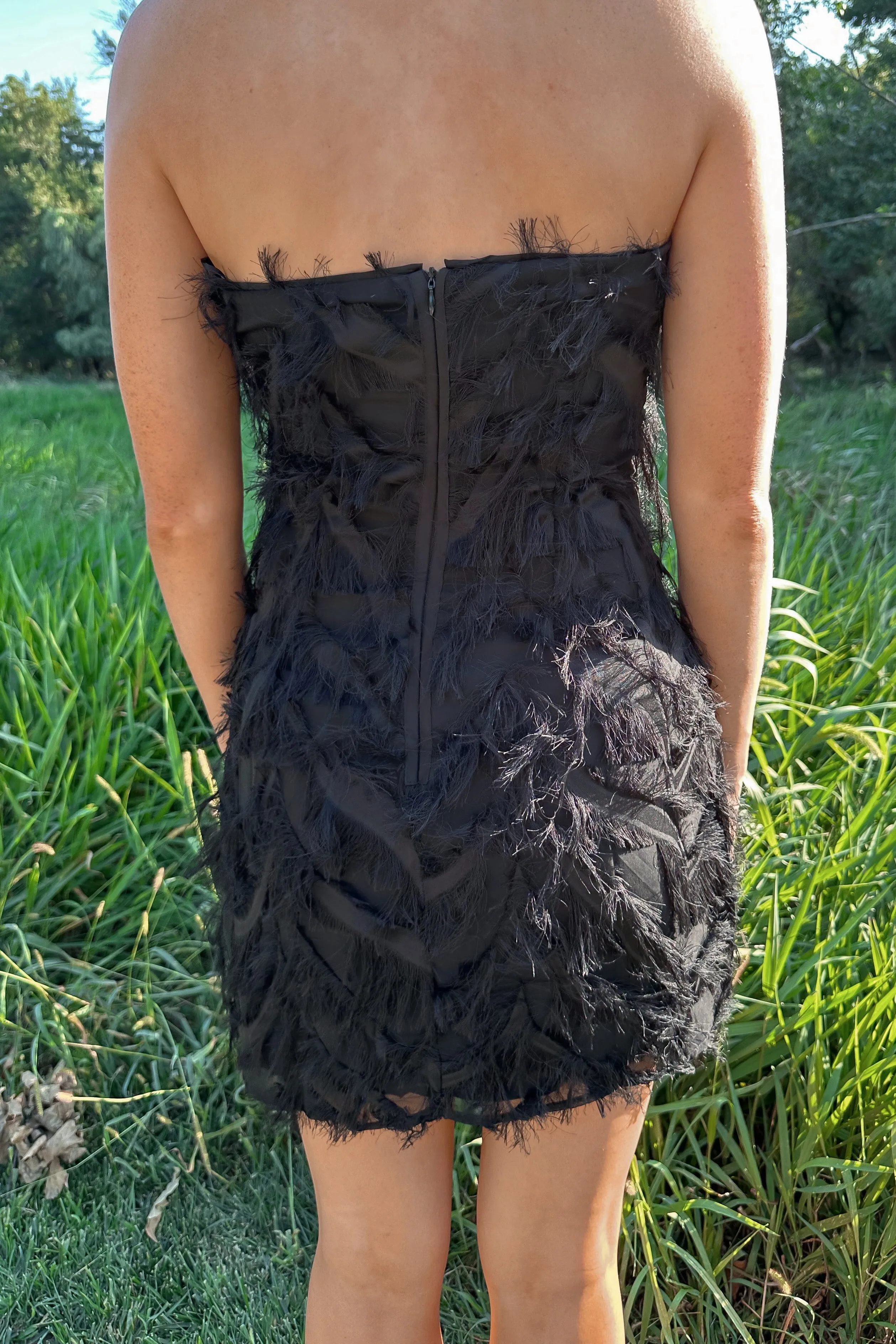 Little Black Fringe Mini Dress