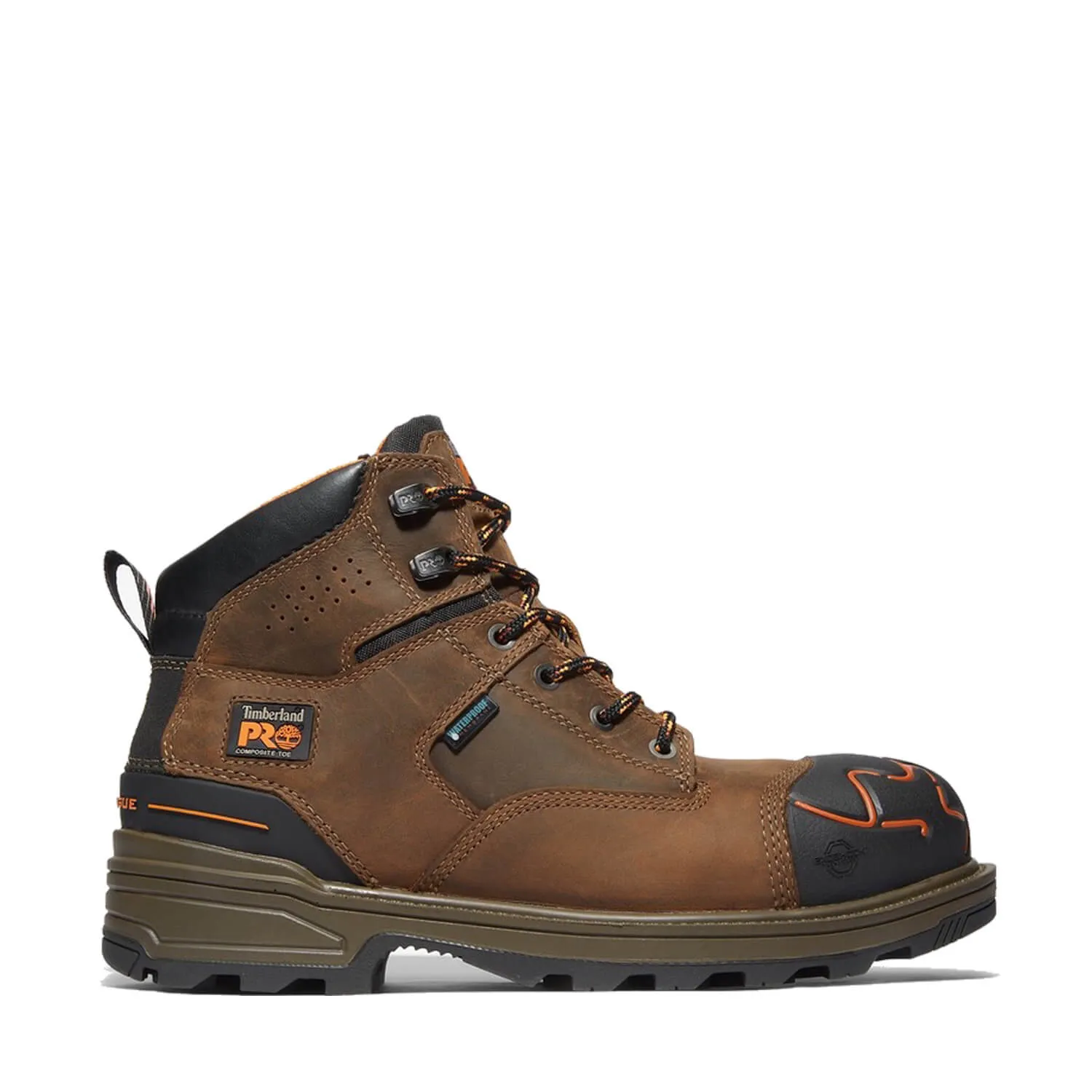 Magnitude 6 Inch Composite-Toe Waterproof Work Boot Orange and Brown