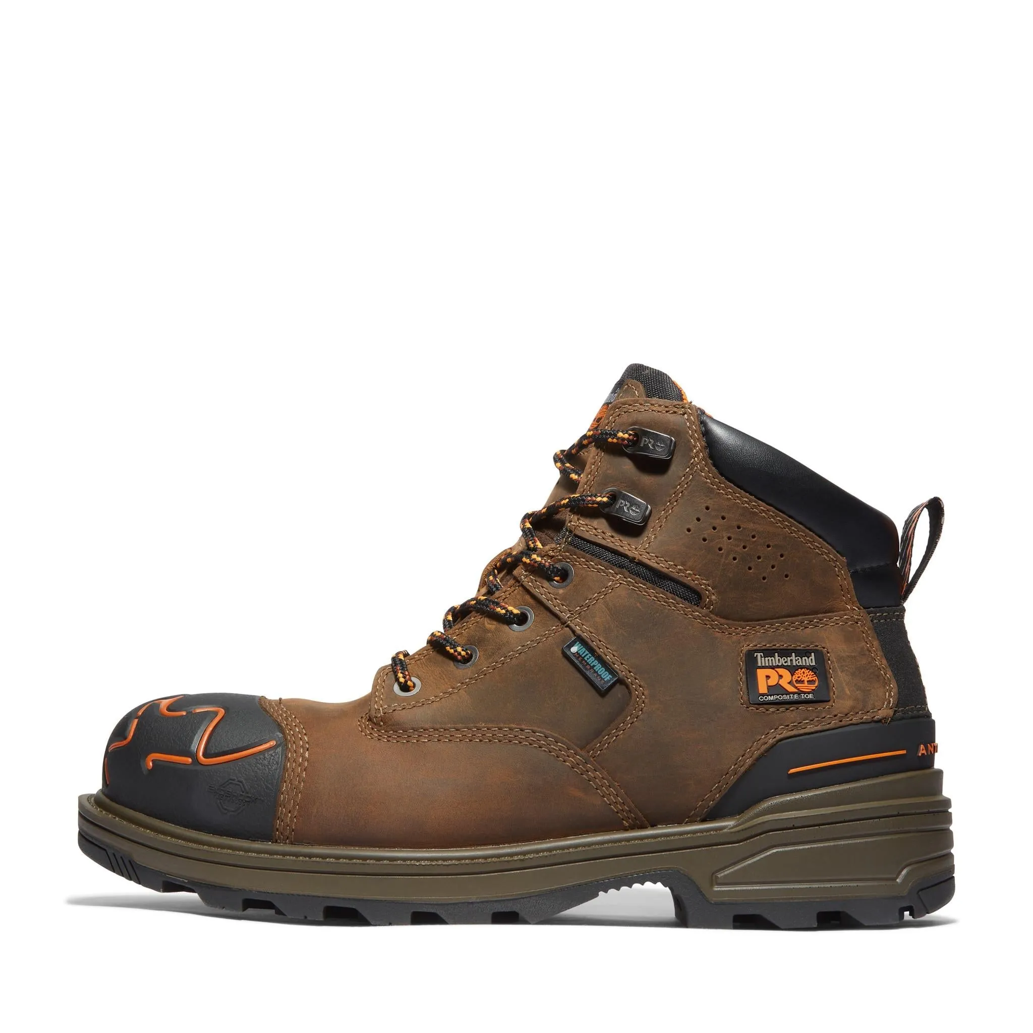 Magnitude 6 Inch Composite-Toe Waterproof Work Boot Orange and Brown