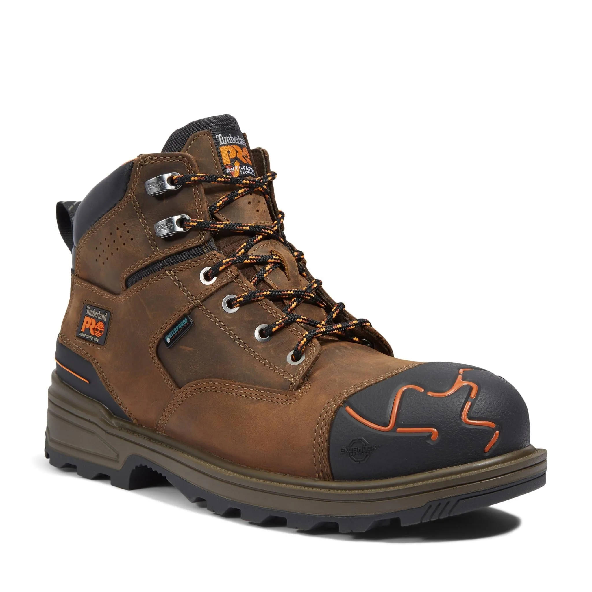 Magnitude 6 Inch Composite-Toe Waterproof Work Boot Orange and Brown