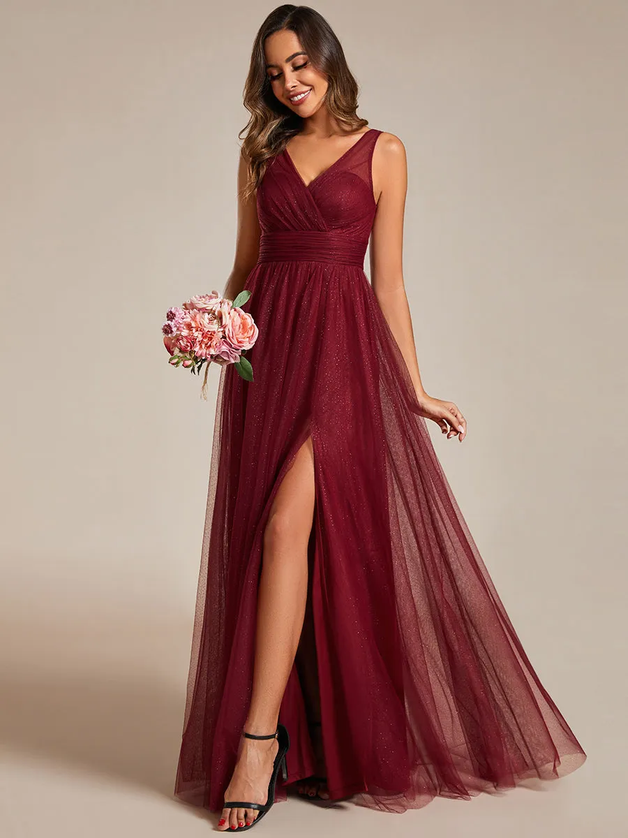 Maxi Spaghetti Strap Sequin Hollow Wholesale Bridesmaid Dress