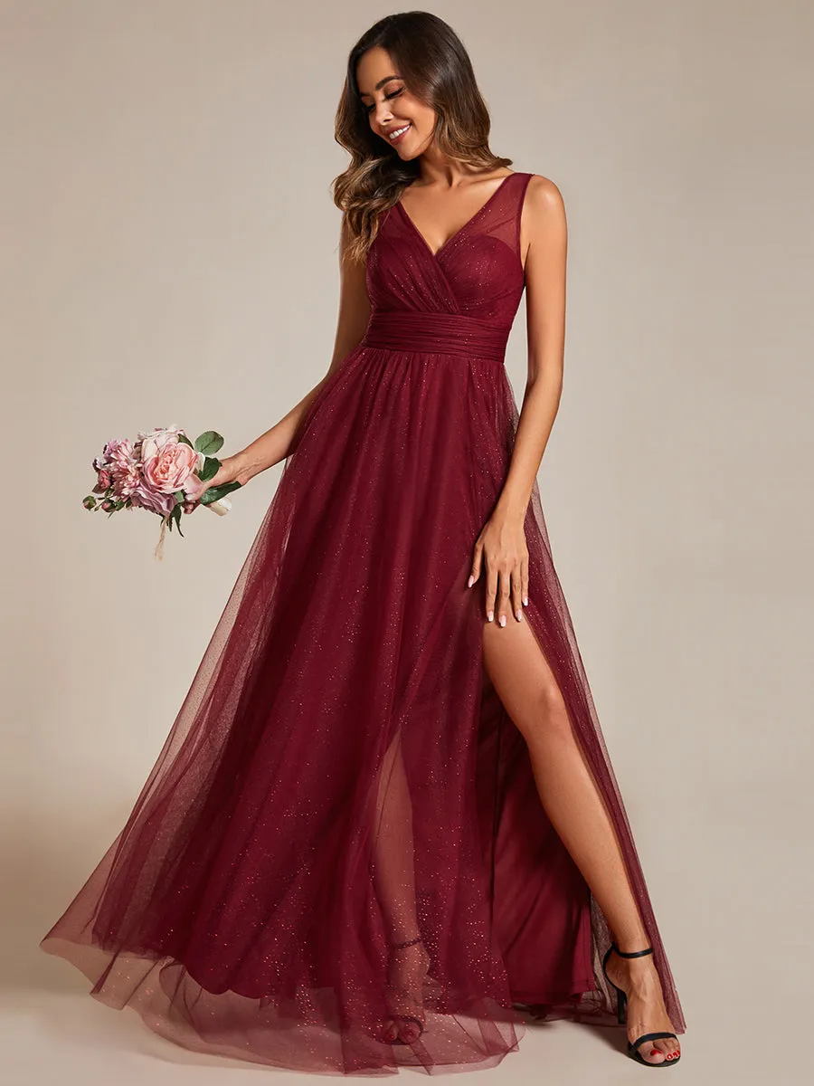 Maxi Spaghetti Strap Sequin Hollow Wholesale Bridesmaid Dress