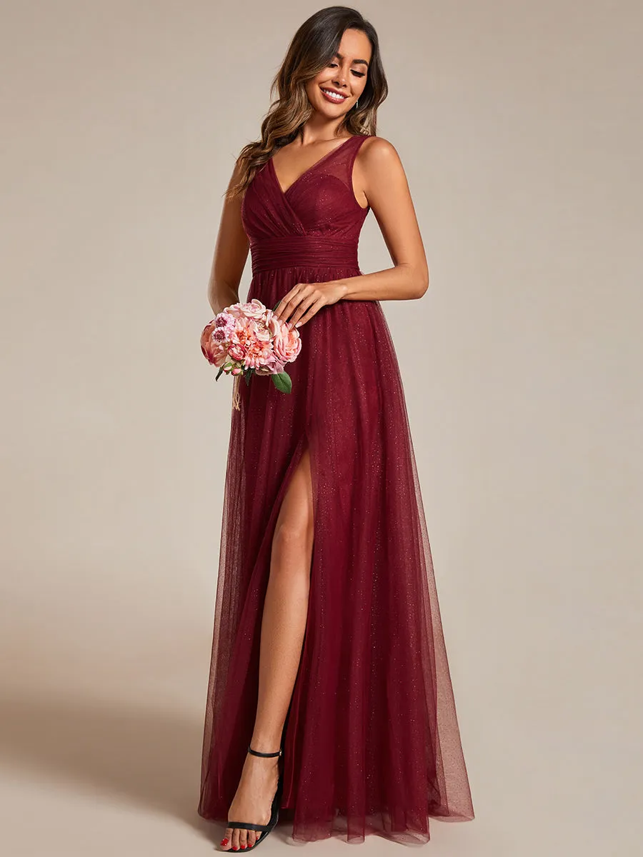 Maxi Spaghetti Strap Sequin Hollow Wholesale Bridesmaid Dress